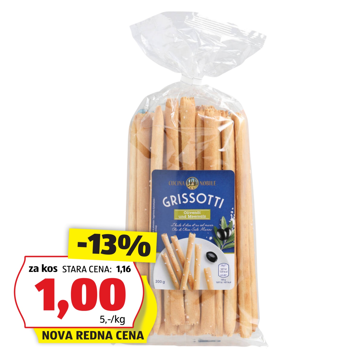 CUCINA Grisotti, z olivnim oljem in morsko soljo