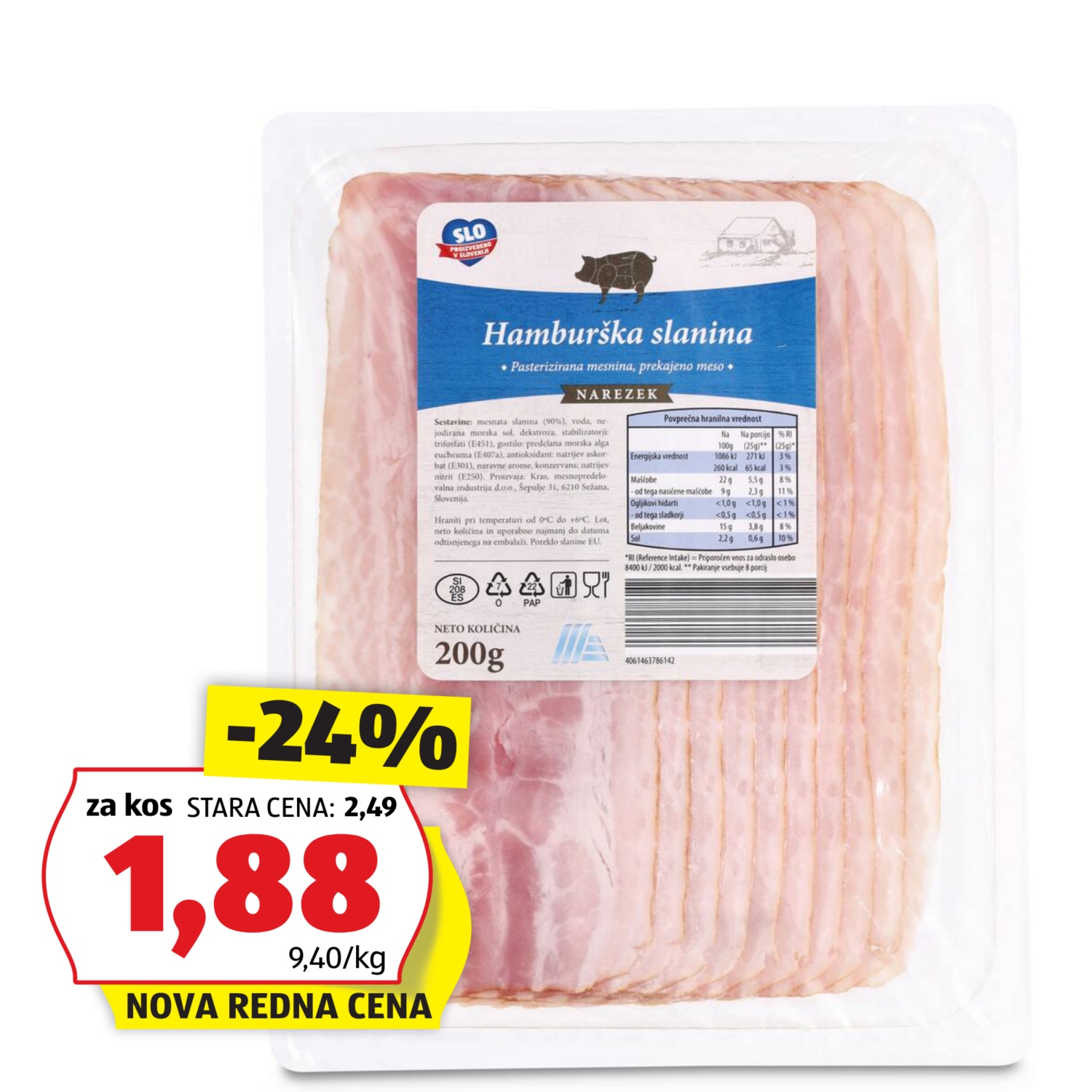 Hamburška slanina, narezek