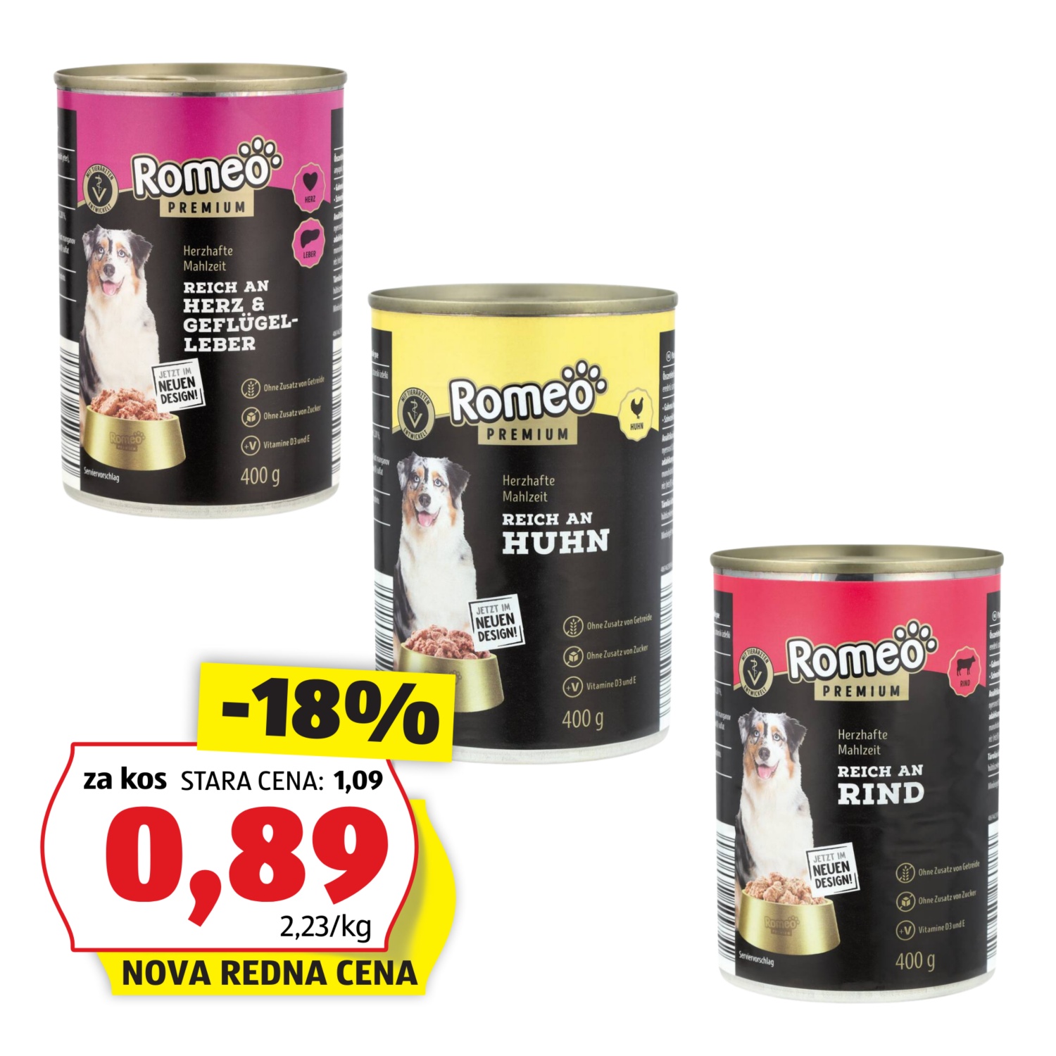 ROMEO PREMIUM Pasja hrana v pločevinki