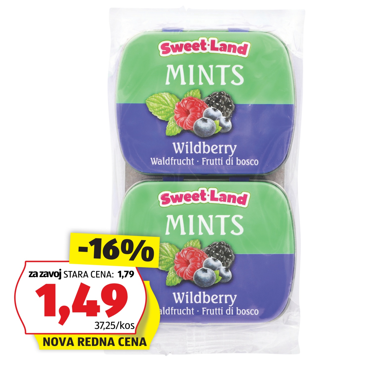 SWEET LAND Bonboni Mints, gozdni sadeži