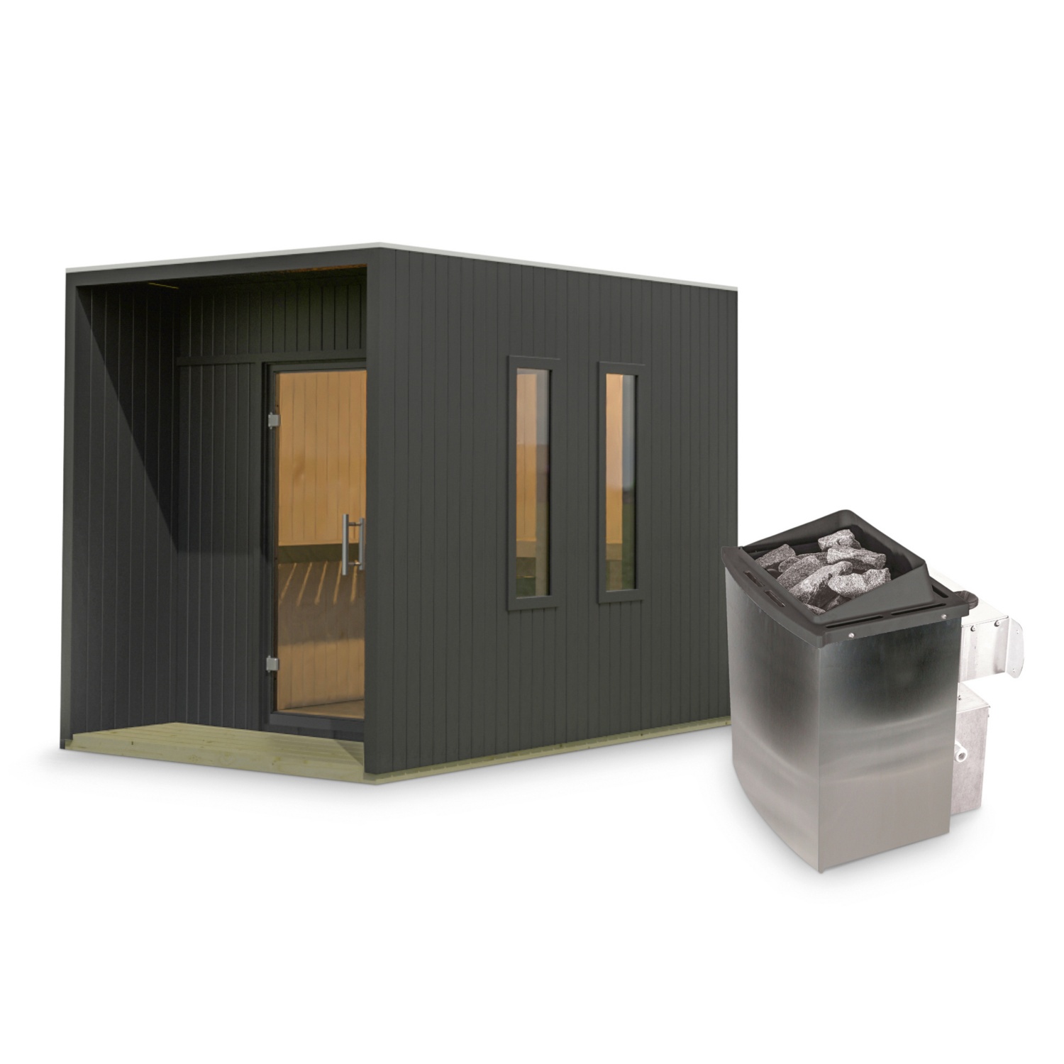 Saunahaus Elisa inklusive Ofen, schwarz