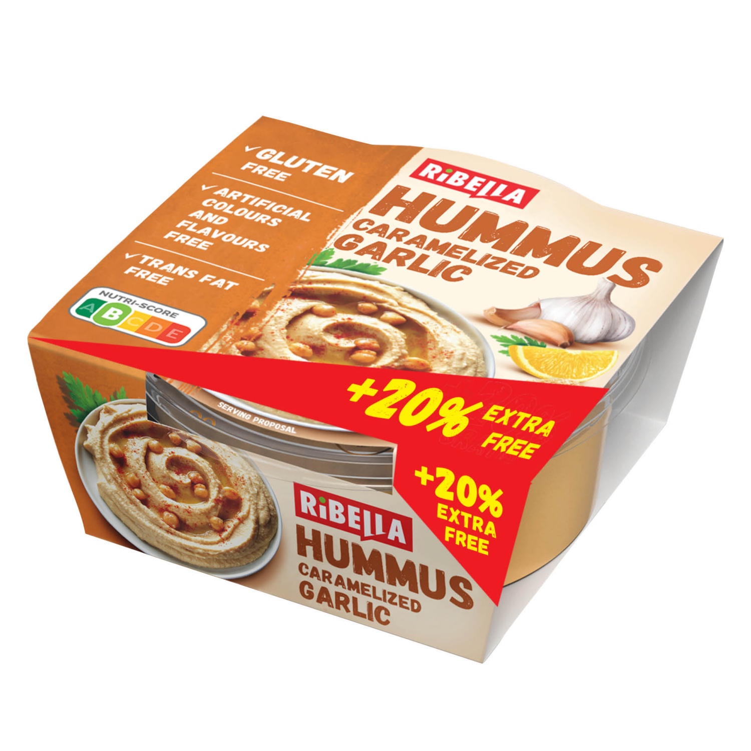 RIBELLA Hummus csicseriborsó-püré, fokhagymás, 240 g