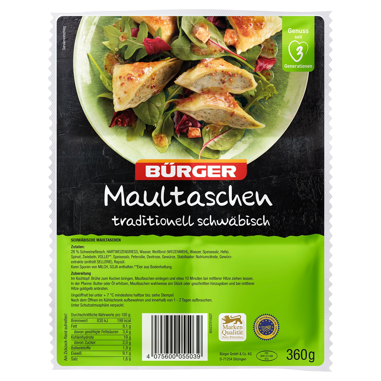 BÜRGER ÜRGER Maultaschen 360 g