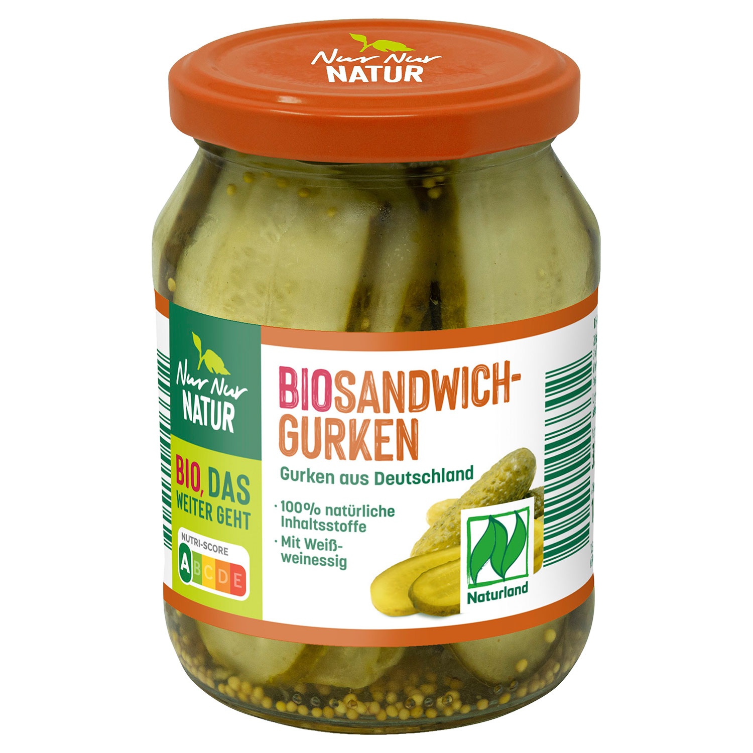 NUR NUR NATUR Bio-Gurkenvariationen 330 g, Sandwichgurken