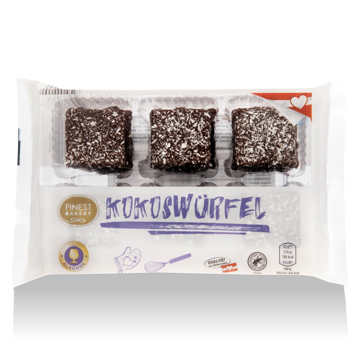 FINEST BAKERY Minisütemény, kókuszkocka, 6 darab