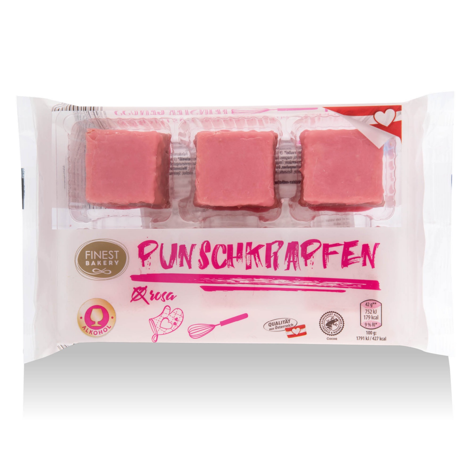 FINEST BAKERY Minisütemény, pink puncsminyon, 6 darab