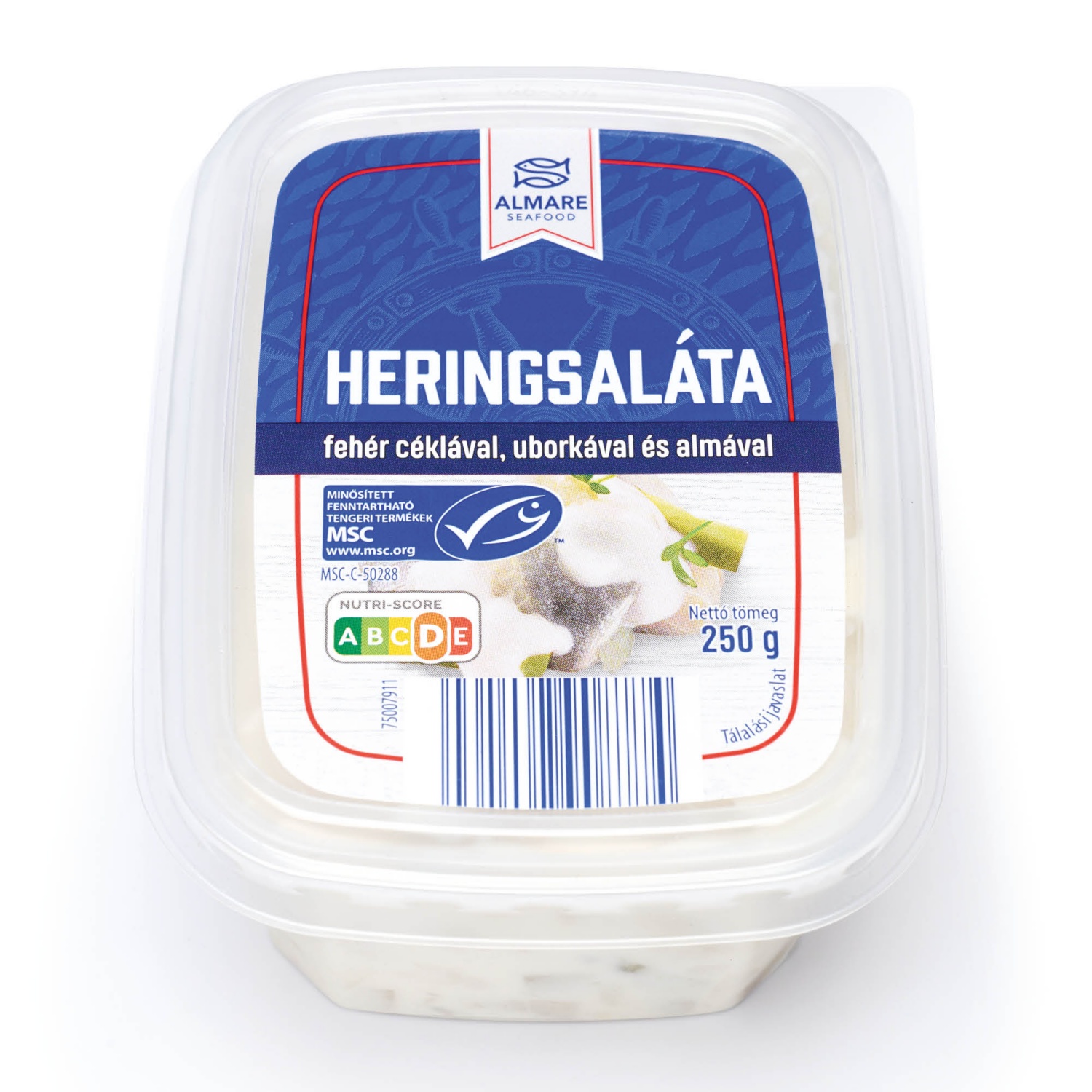 ALMARE SEAFOOD Heringsaláta, fehér céklával, uborkával és almával, 250 g