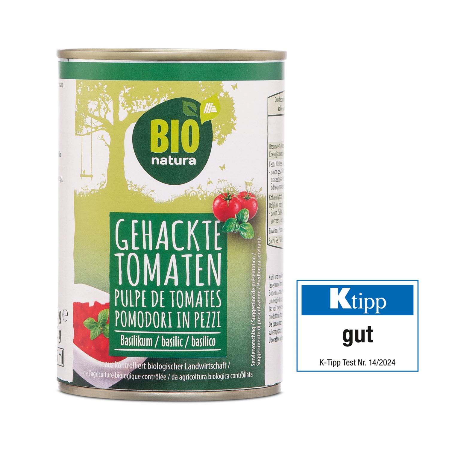 BIO gehackte Tomaten, Basilikum