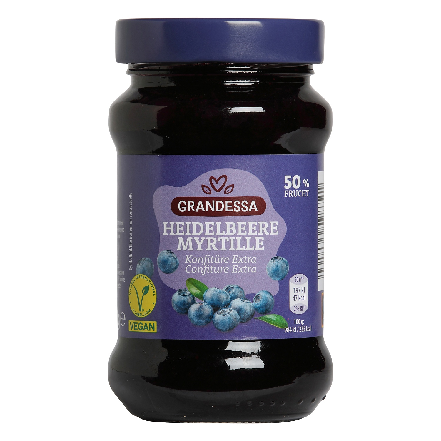 GRANDESSA Confiture de baies à 50% de fruits, myrtille