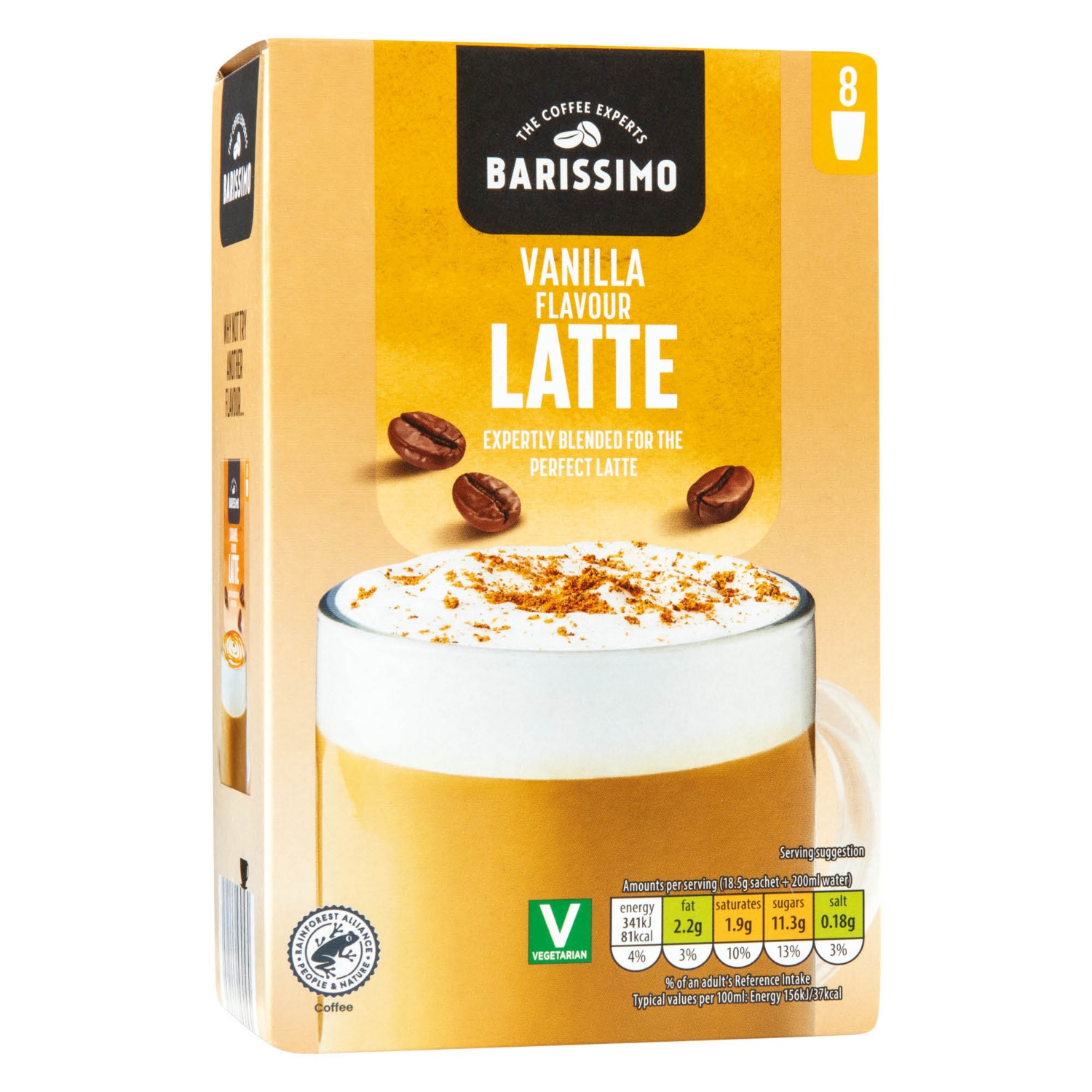 BARISSIMO Cappuccino italpor, vaníliaízű, 8 tasak