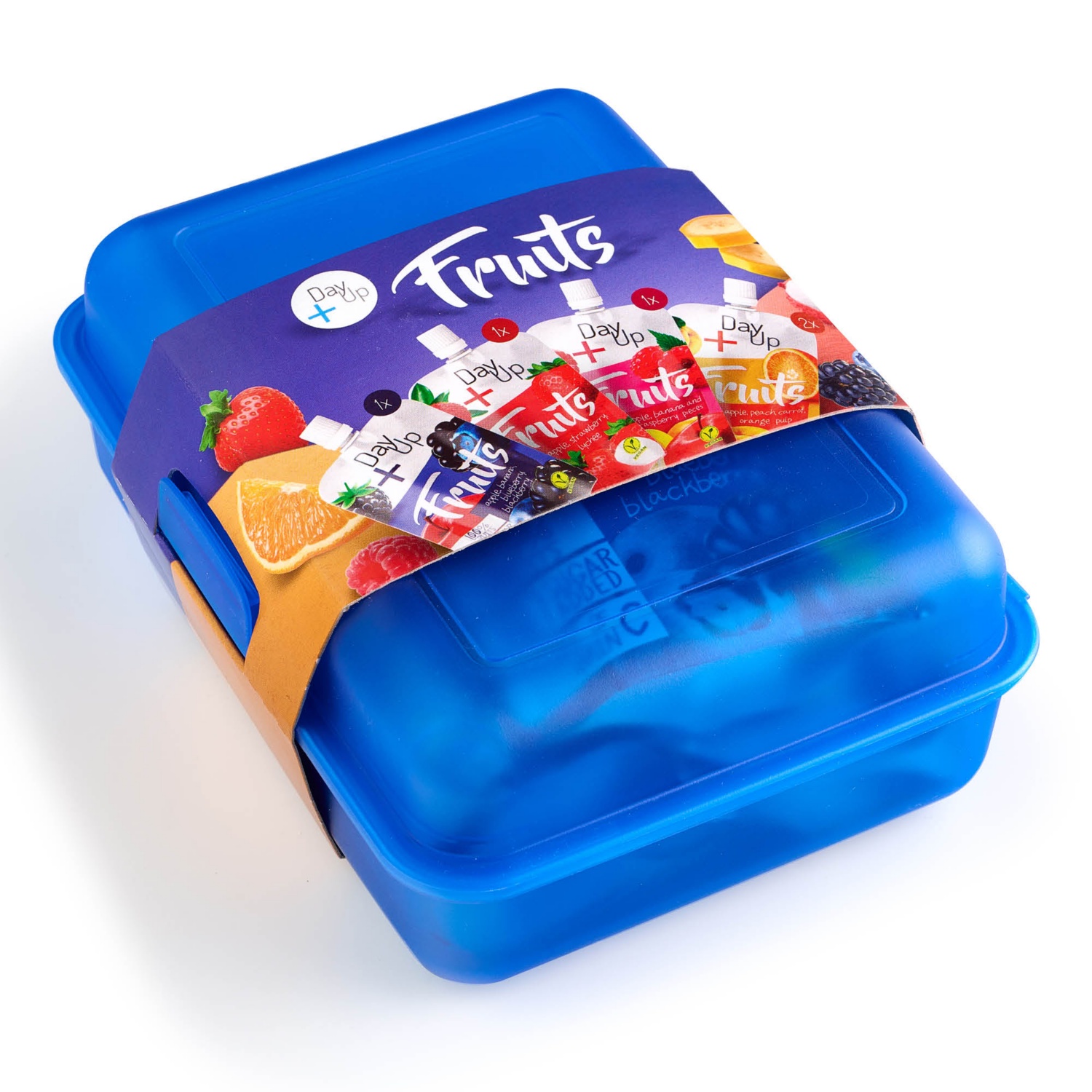 DAY UP Gyümölcspüré dobozban, kék, 5 tubus