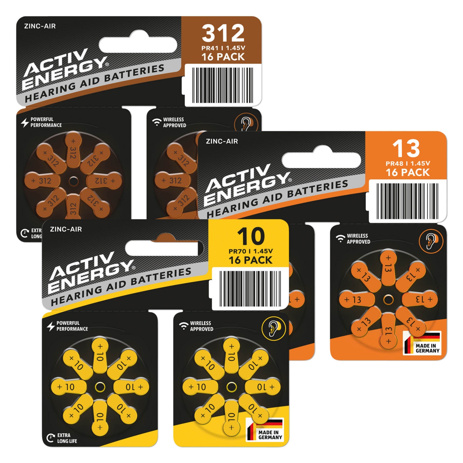 ACTIV ENERGY Elem hallókészülékhez, 16 darab