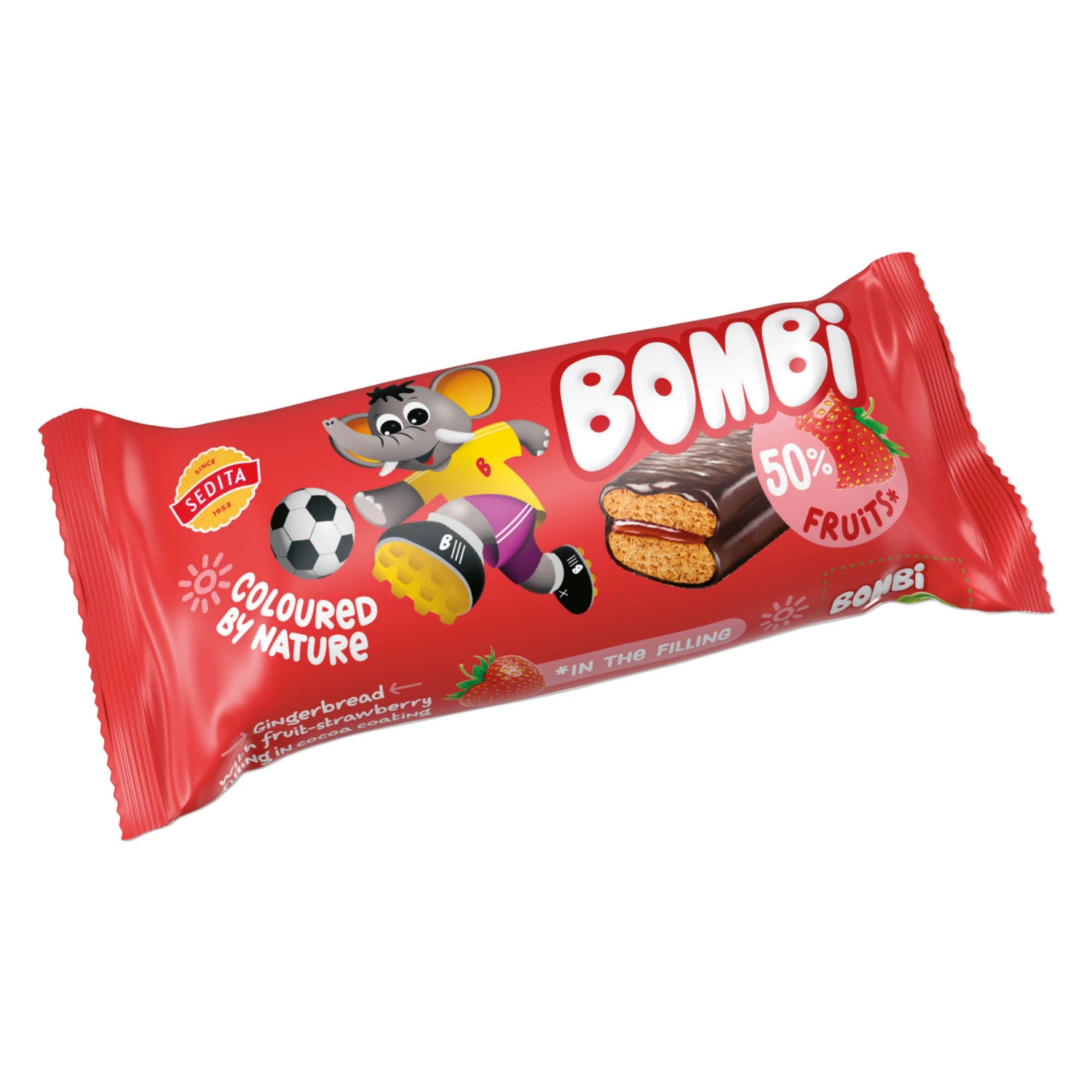 BOMBI Puszedli szelet, epres, 50 g