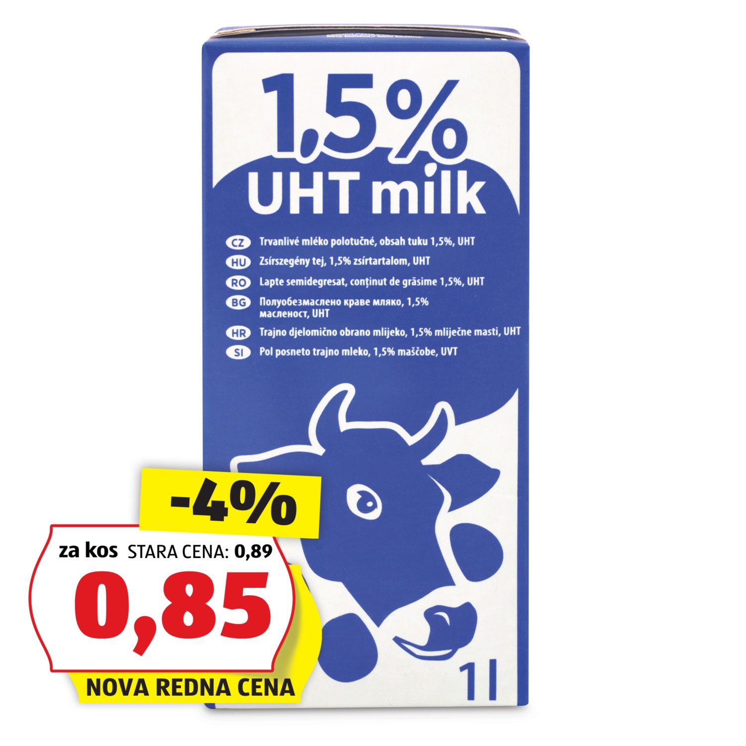 Trajno mleko brez zamaška, 1,5%