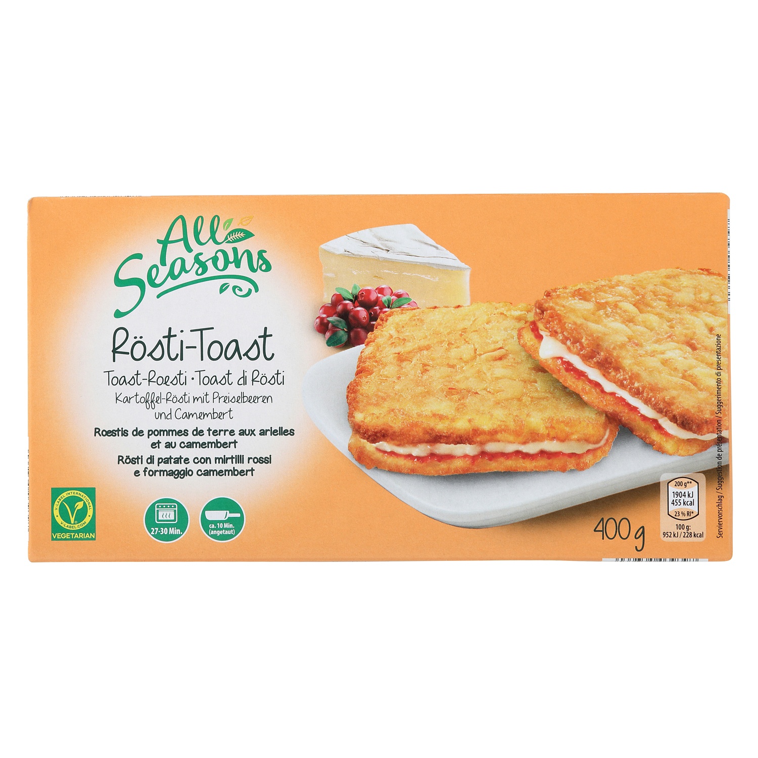 ALL SEASONS Galettes de rösti, camembert-airelles