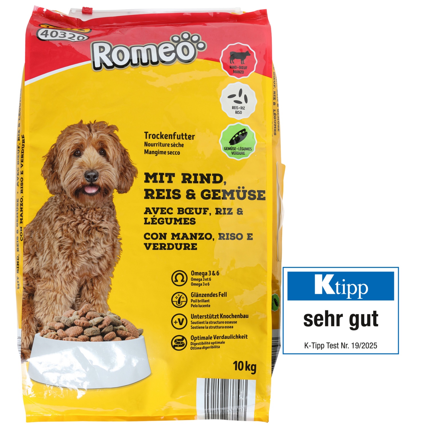 ROMEO CLASSIC Hundetrockenfutter, Rind/Reis/Gemüse