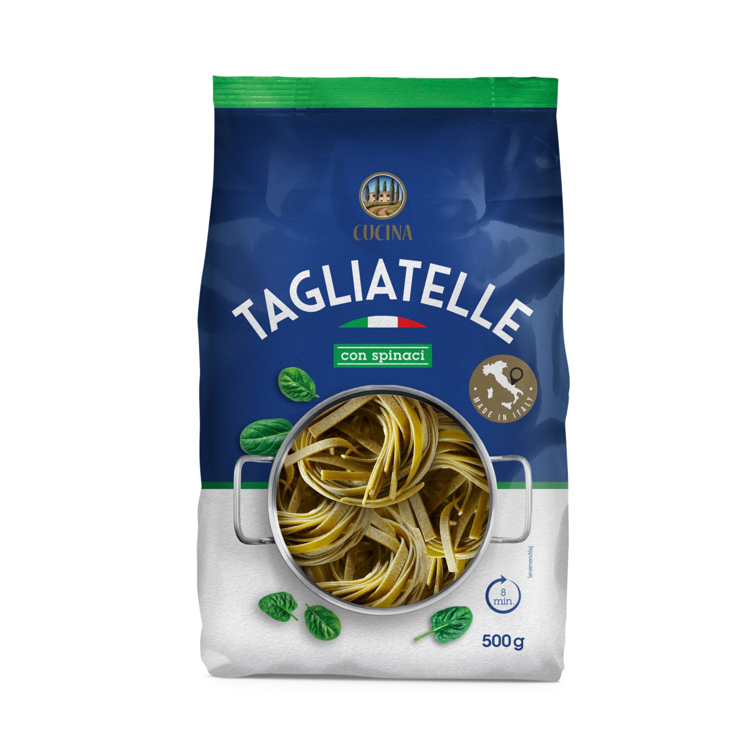 CUCINA Italienische Pastanester, Tagliatelle agli spinaci