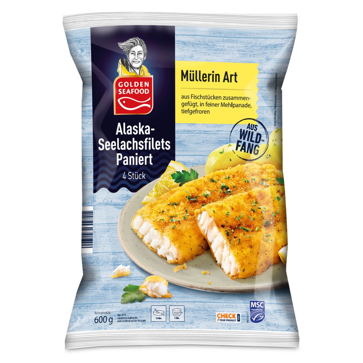 GOLDEN SEAFOOD Alaszkai tőkehal, Molnárné módra, 600 g