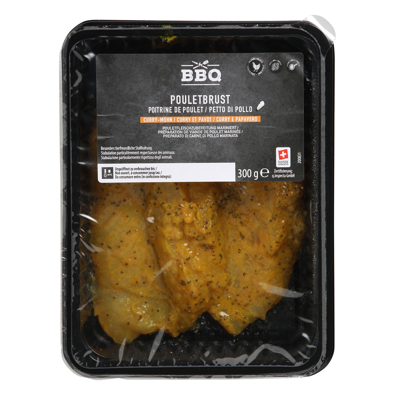 BBQ Petto di pollo con marinata al curry e semi di papavero