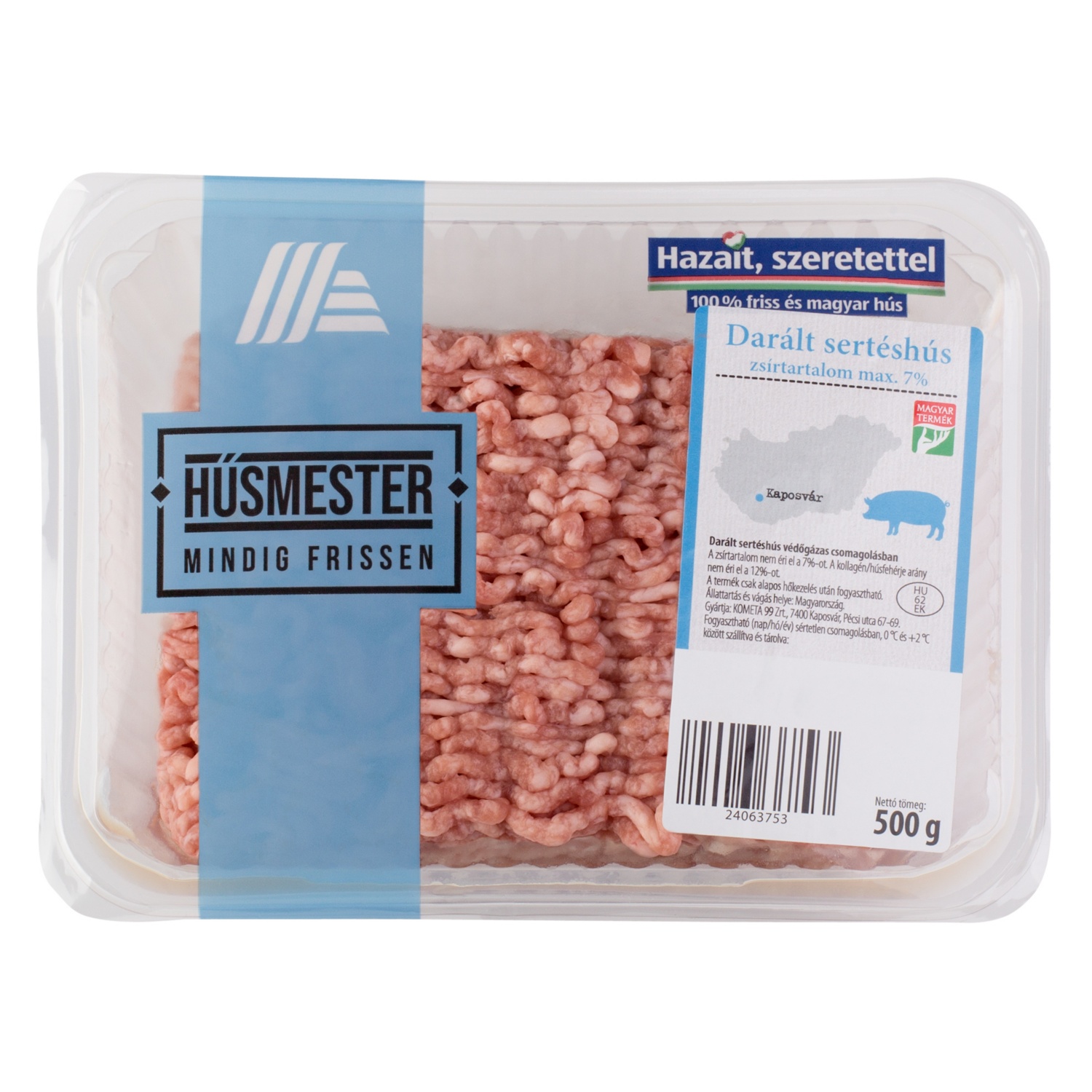 HÚSMESTER Darált sertéshús, zsírtartalom: max. 7 %, 500 g