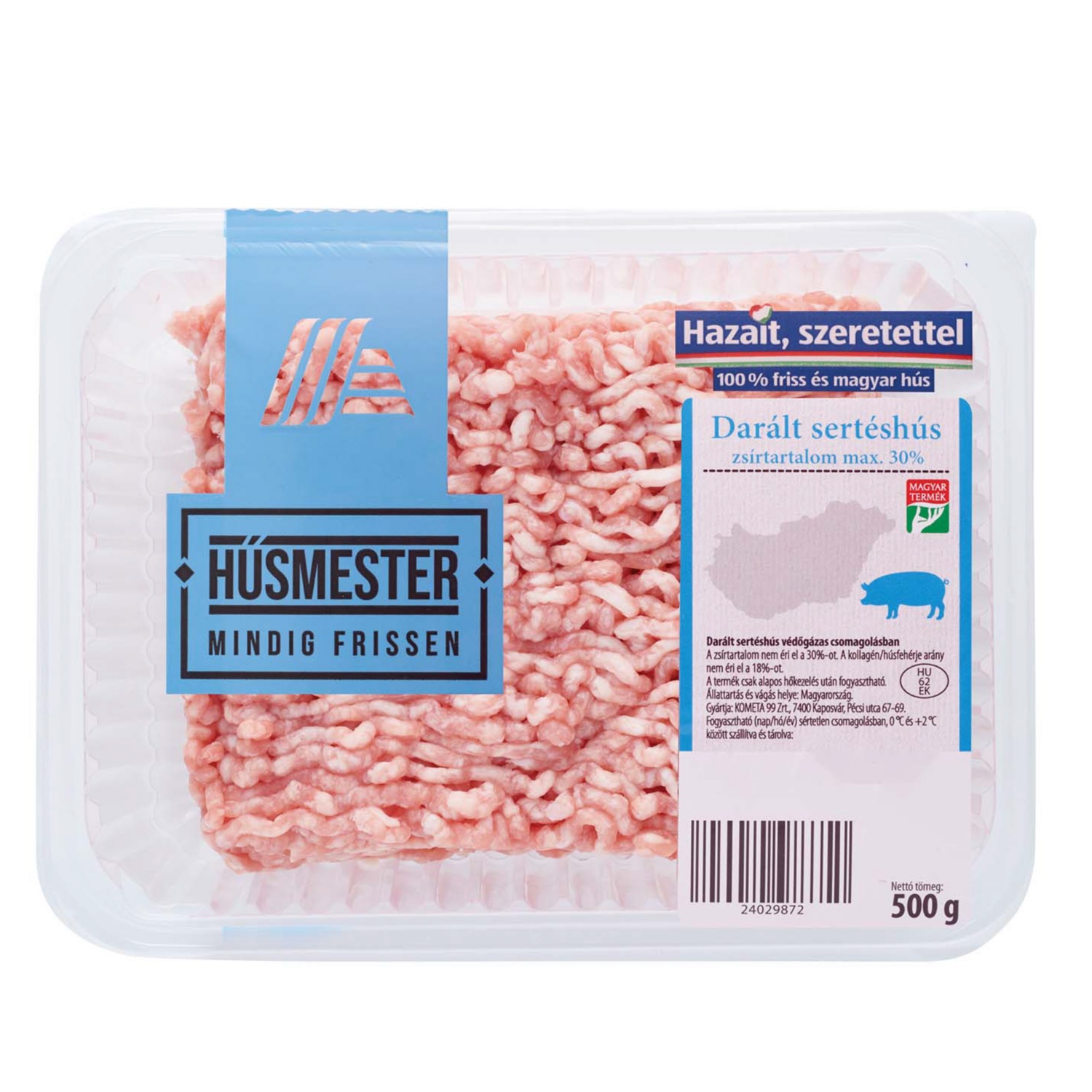 HÚSMESTER Friss darált sertéshús, zsírtartalom: max. 30 %,  500 g