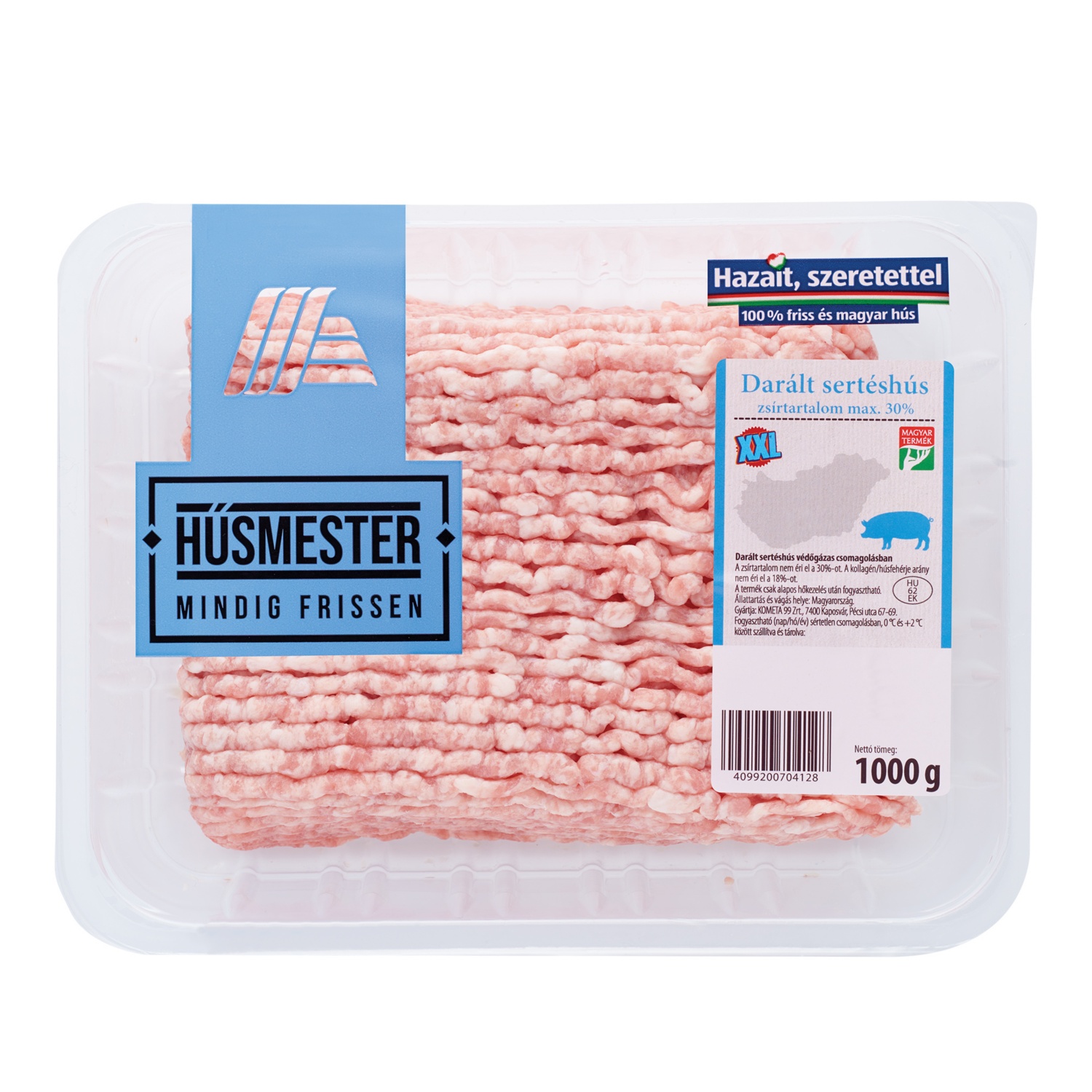HÚSMESTER Darált sertéshús, zsírtartalom: max. 30 %, 1 kg