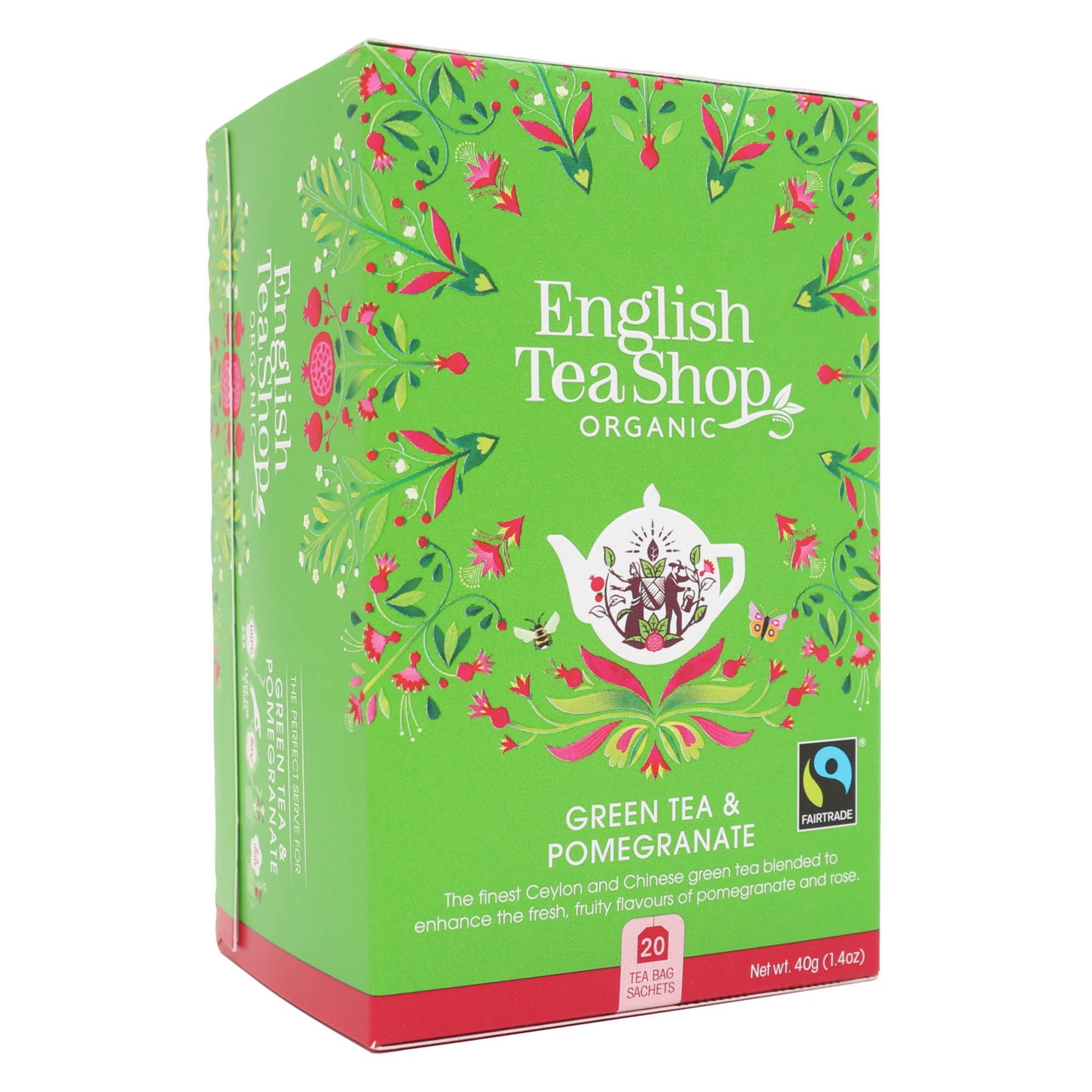 ENGLISH TEA SHOP Bio teaválogatás, Green tea & pomegranate, 20 filter