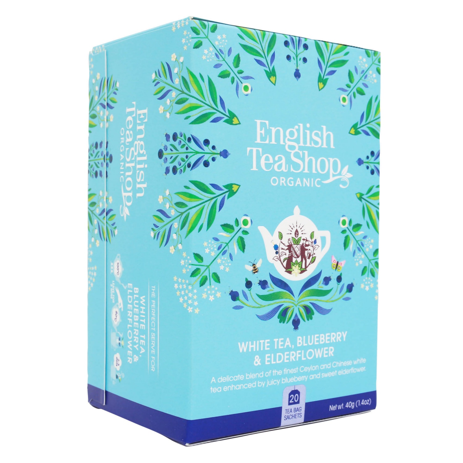 ENGLISH TEA SHOP Bio teaválogatás, White tea, blueberry & elderflower, 20 filter