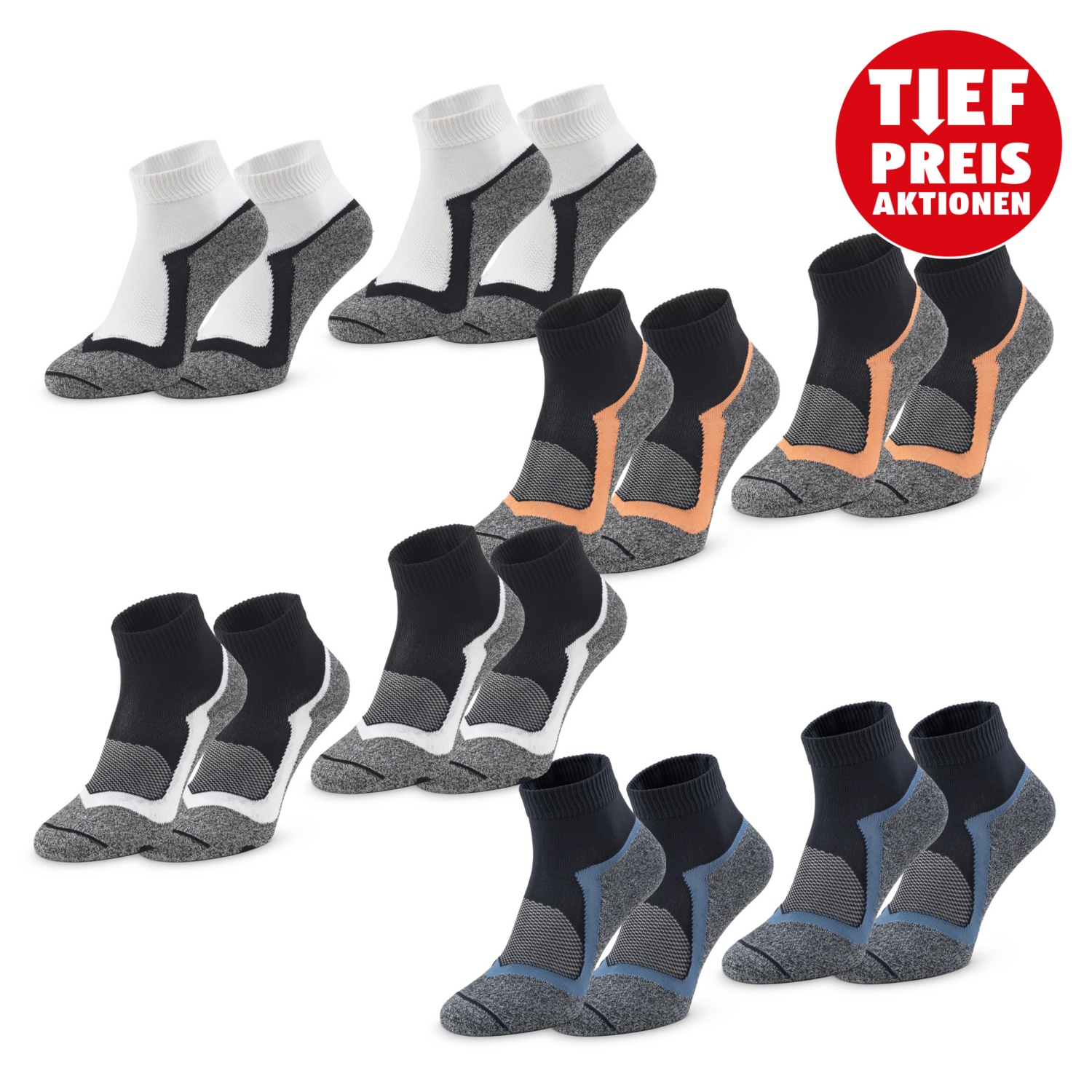 CRANE Damen-/Herren-Radler-Sportsocken, Doppelpkg.