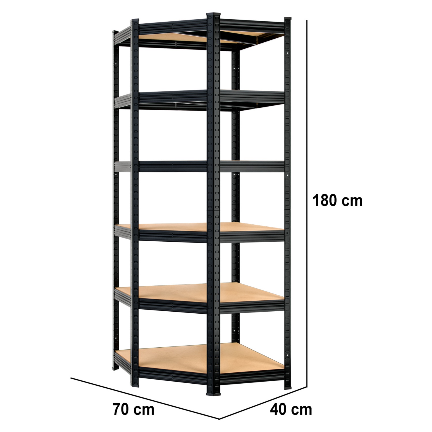MONZANA Schwerlast-Eckregal 180x70x40cm schwarz Premium MZEL6