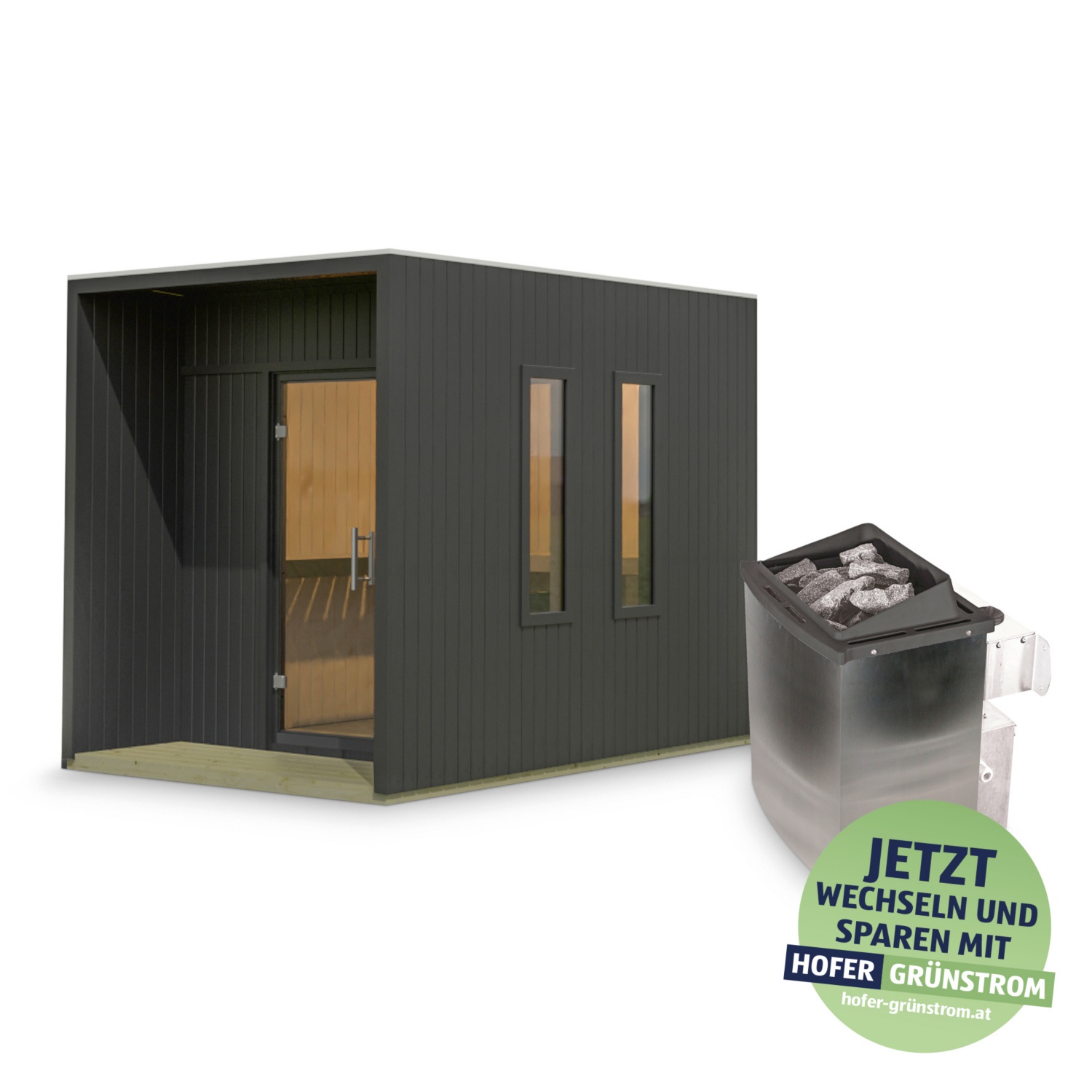 Saunahaus Elisa inklusive Ofen, schwarz