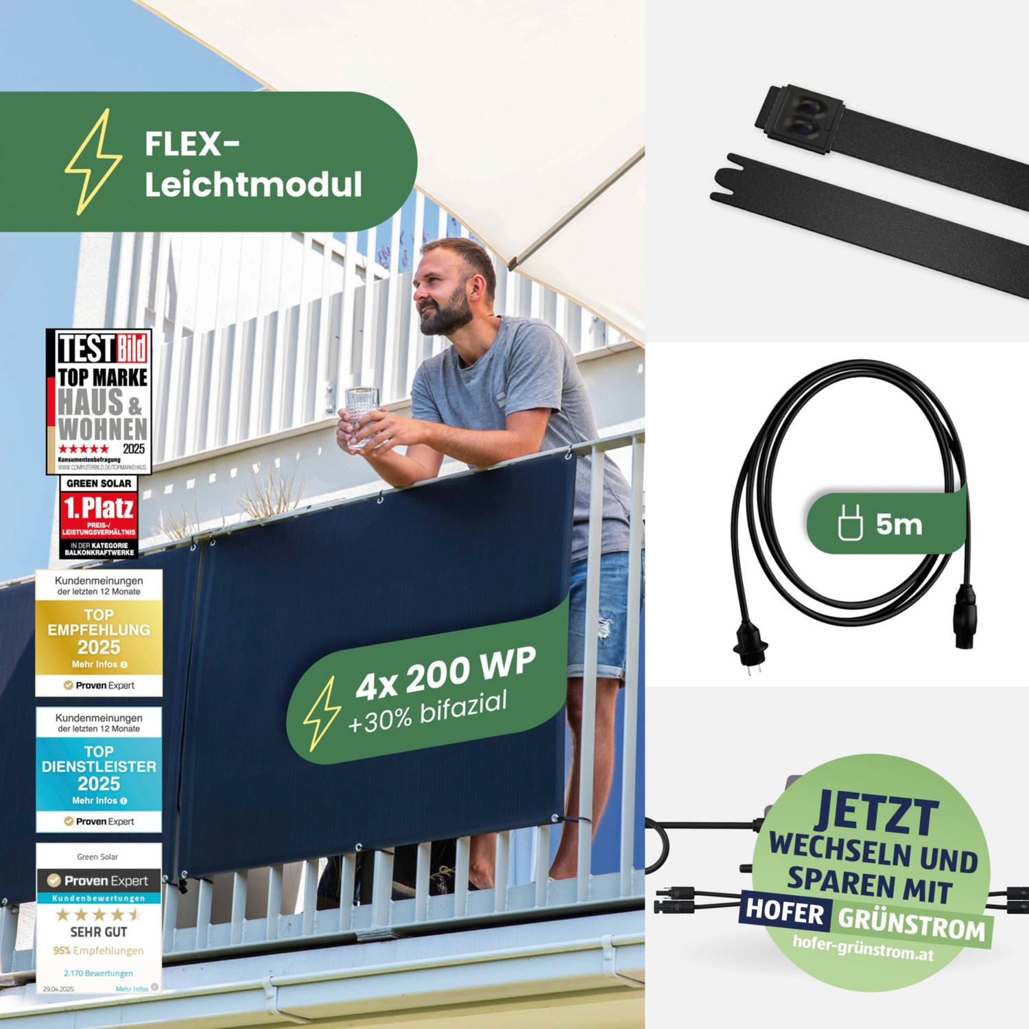 GREEN SOLAR Balkonkraftwerk FLEX 800/800W bifazial