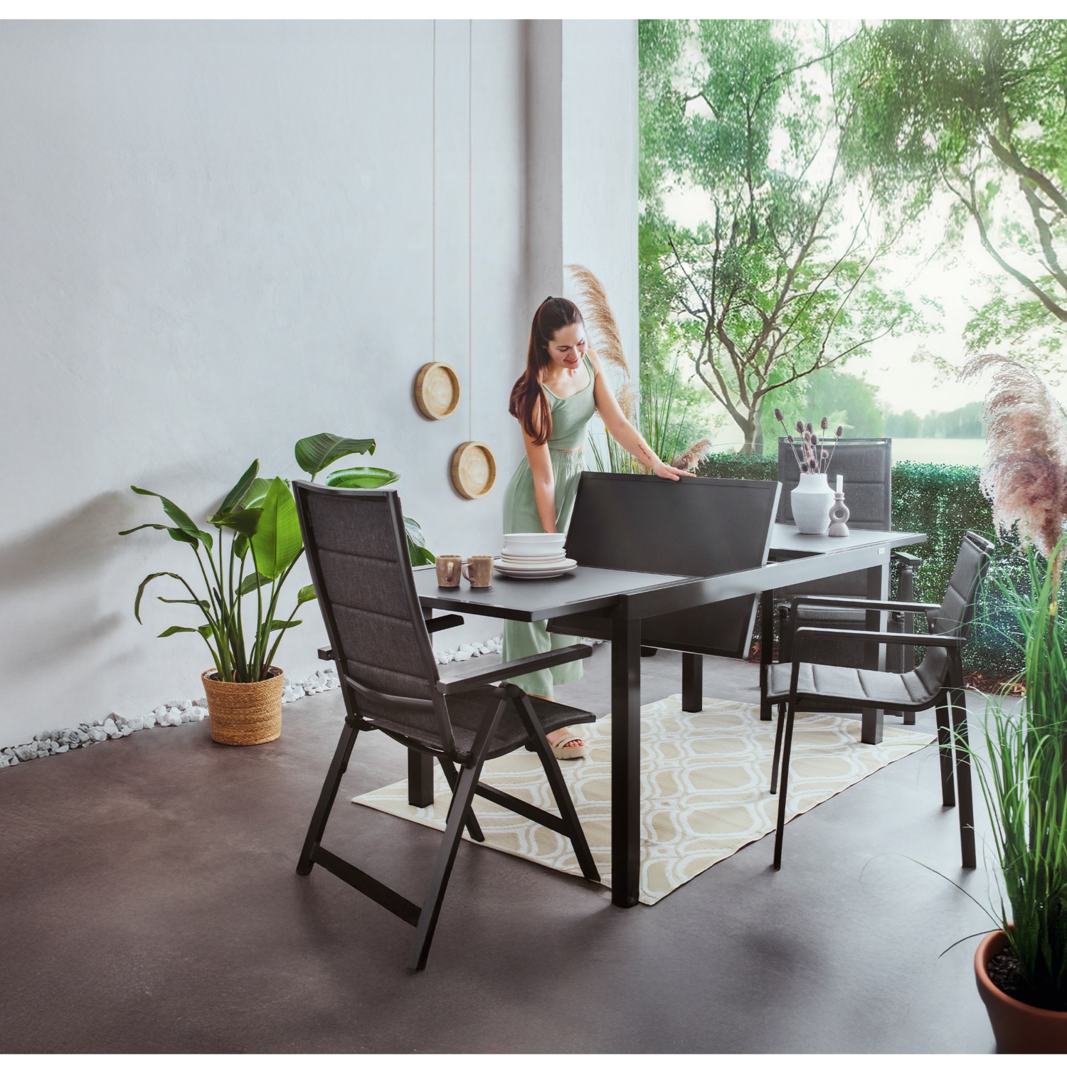 BELAVI Aluminium Glas Ausziehtisch