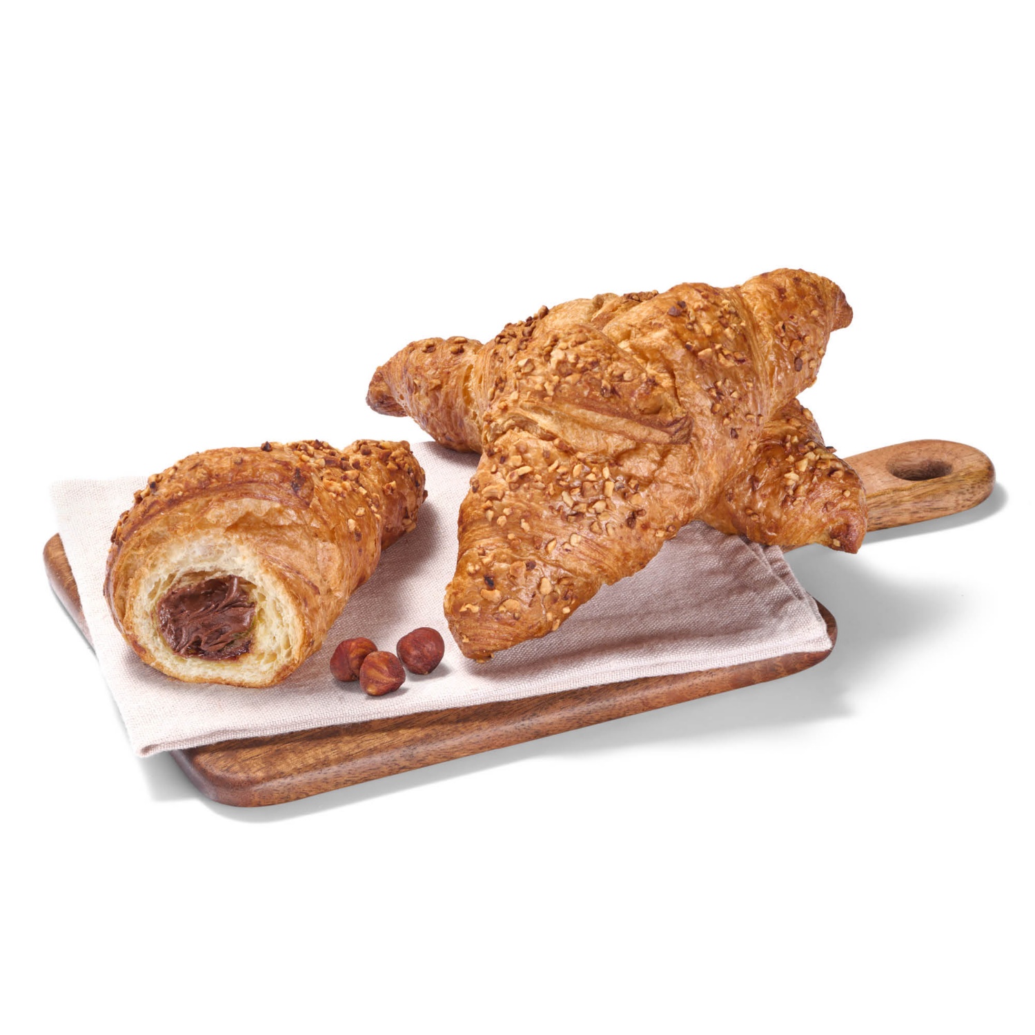 AZON MELEGÉBEN Kakaós-mogyorókrémes töltött croissant, 83 g