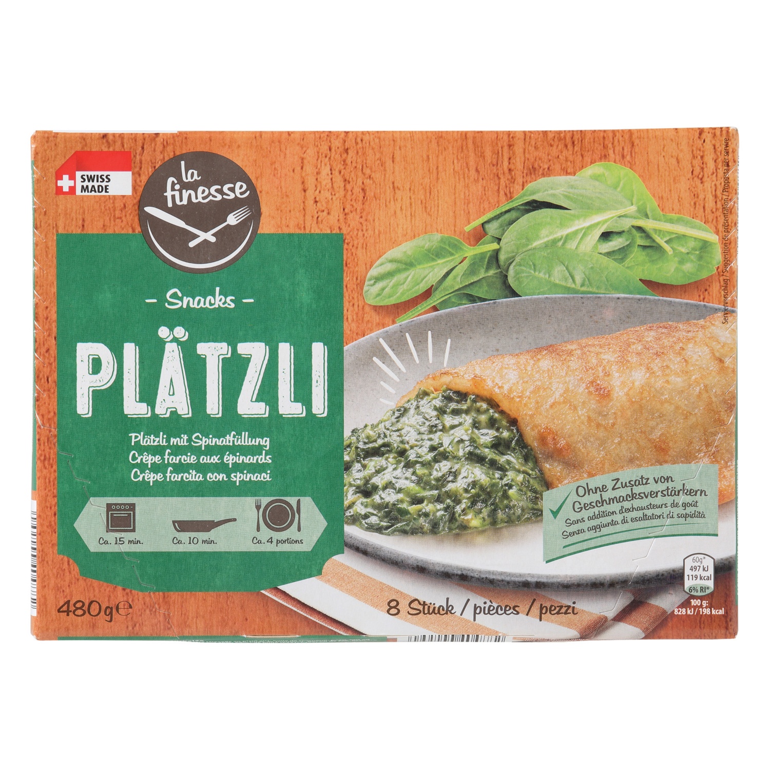 PRIMANA Gefüllte Plätzli, Spinat