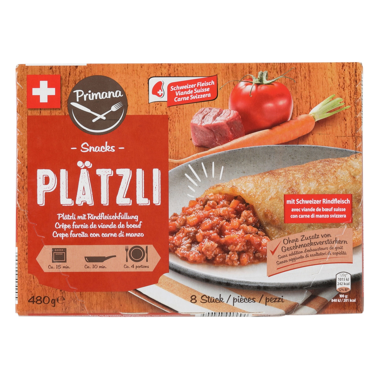PRIMANA Gefüllte Plätzli, Bolognese