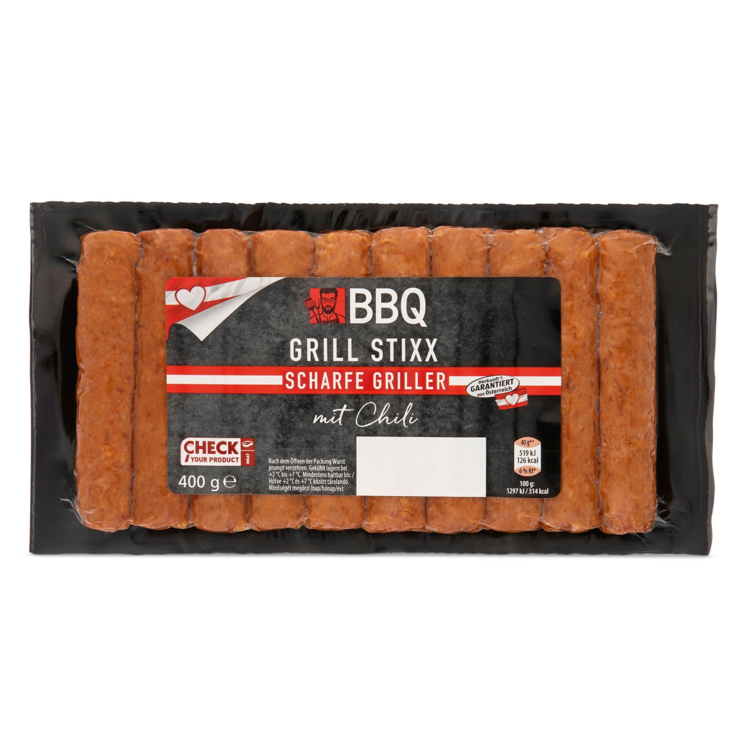 GENUSS 100% AUS ÖSTERREICH / BBQ Griller, csípős, 400 g