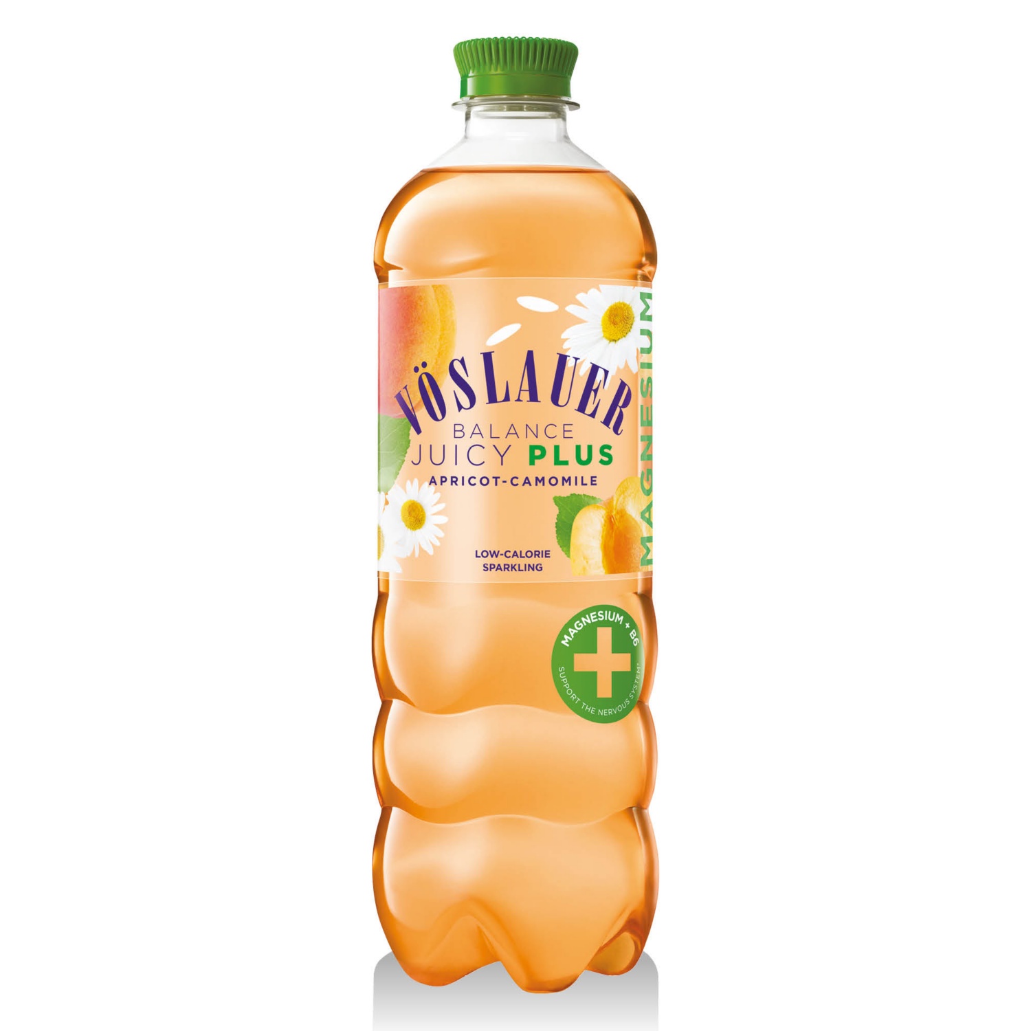 VÖSLAUER Szénsavas üdítőital, sárgabarack-kamilla, 0,75 l