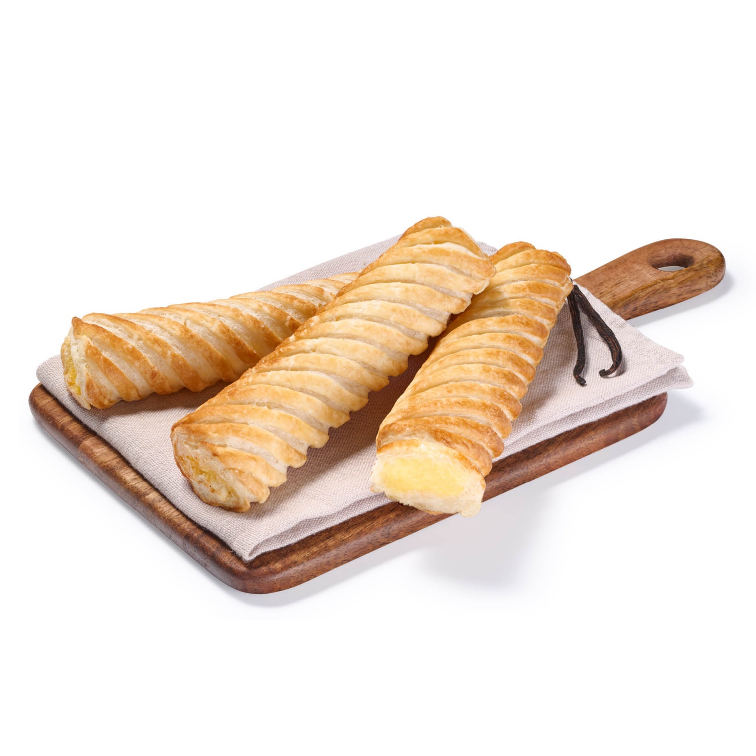 AZON MELEGÉBEN Vaníliaízű krémmel töltött leveles rúd, 90 g