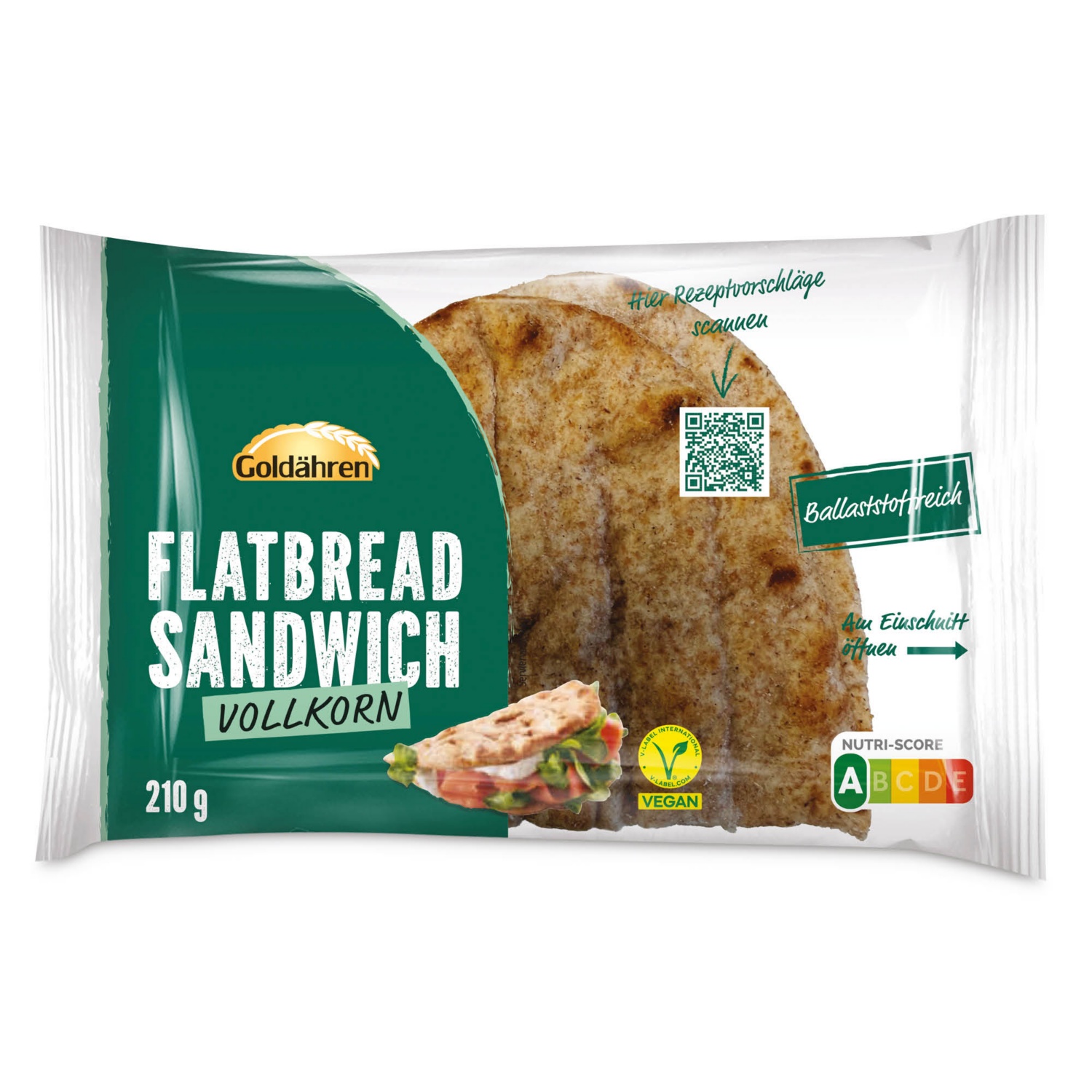 GOLDÄHREN Lepénykenyér, teljes kiőrlésű, 210 g