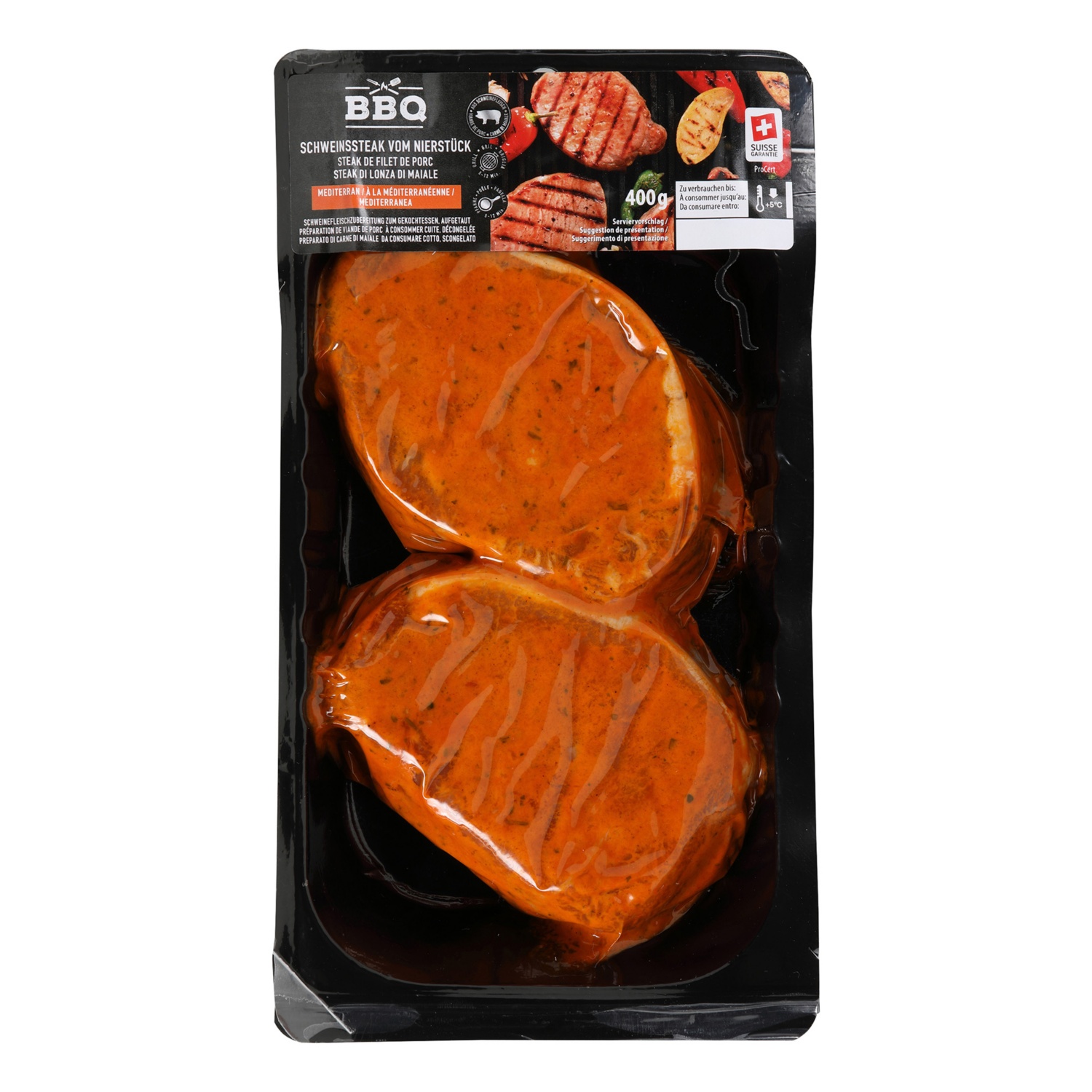 BBQ Schweinssteak vom Nierstück, gewürzt