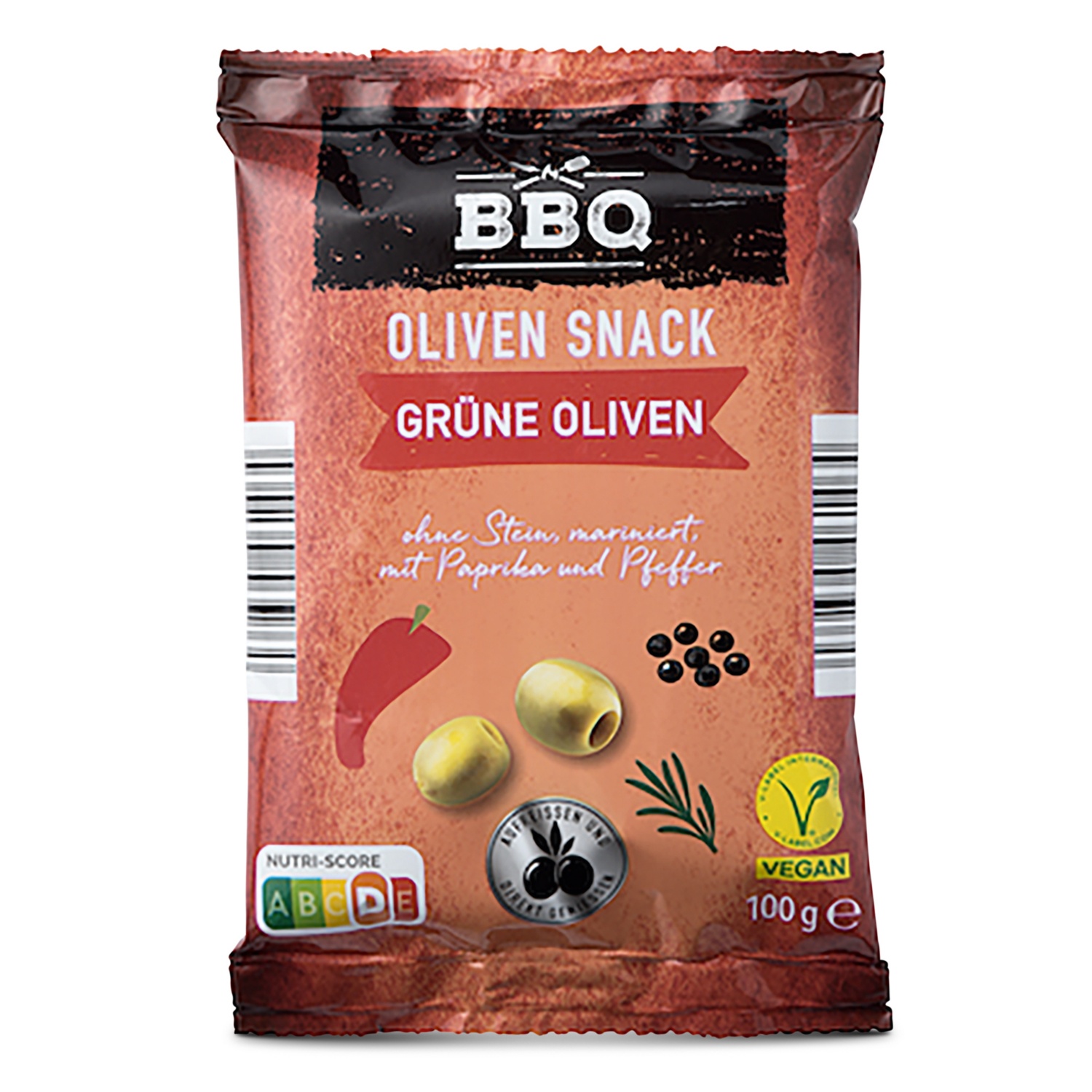 BBQ Oliven Snack, Grüne Oliven