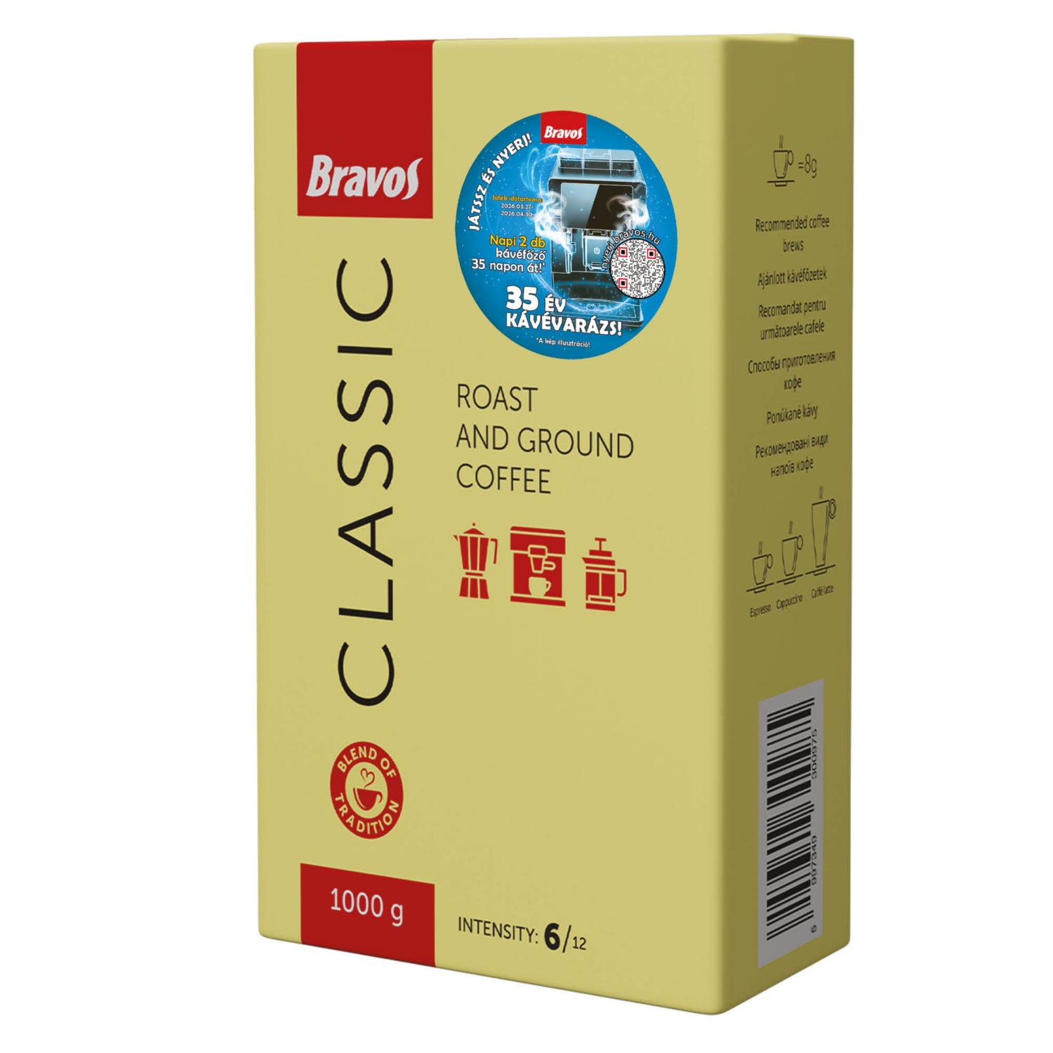 BRAVOS Pörkölt, őrölt kávé, Classic, 1 kg