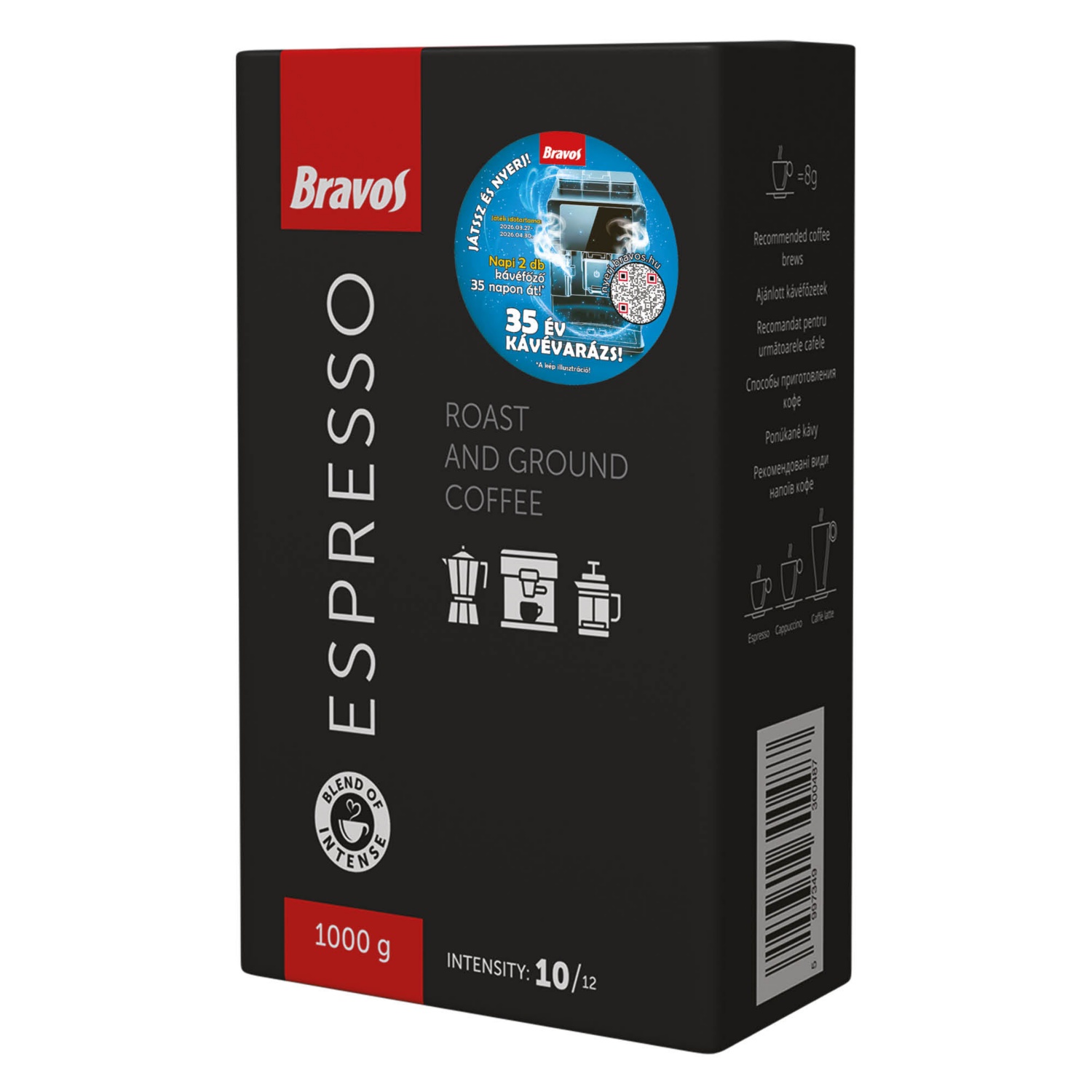 BRAVOS Pörkölt, őrölt kávé, Espresso, 1 kg