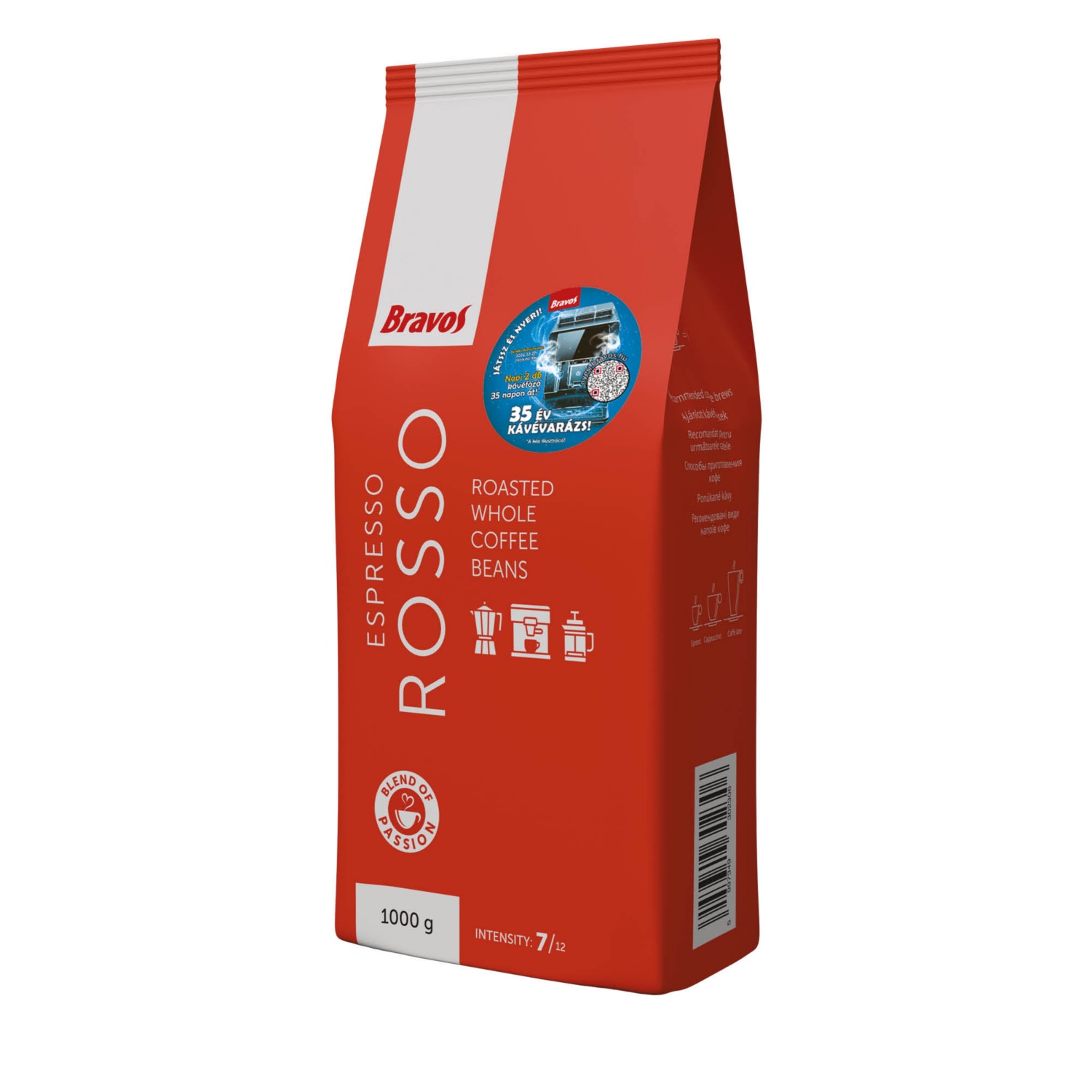 BRAVOS Szemes kávé, Espresso Rosso, 1 kg