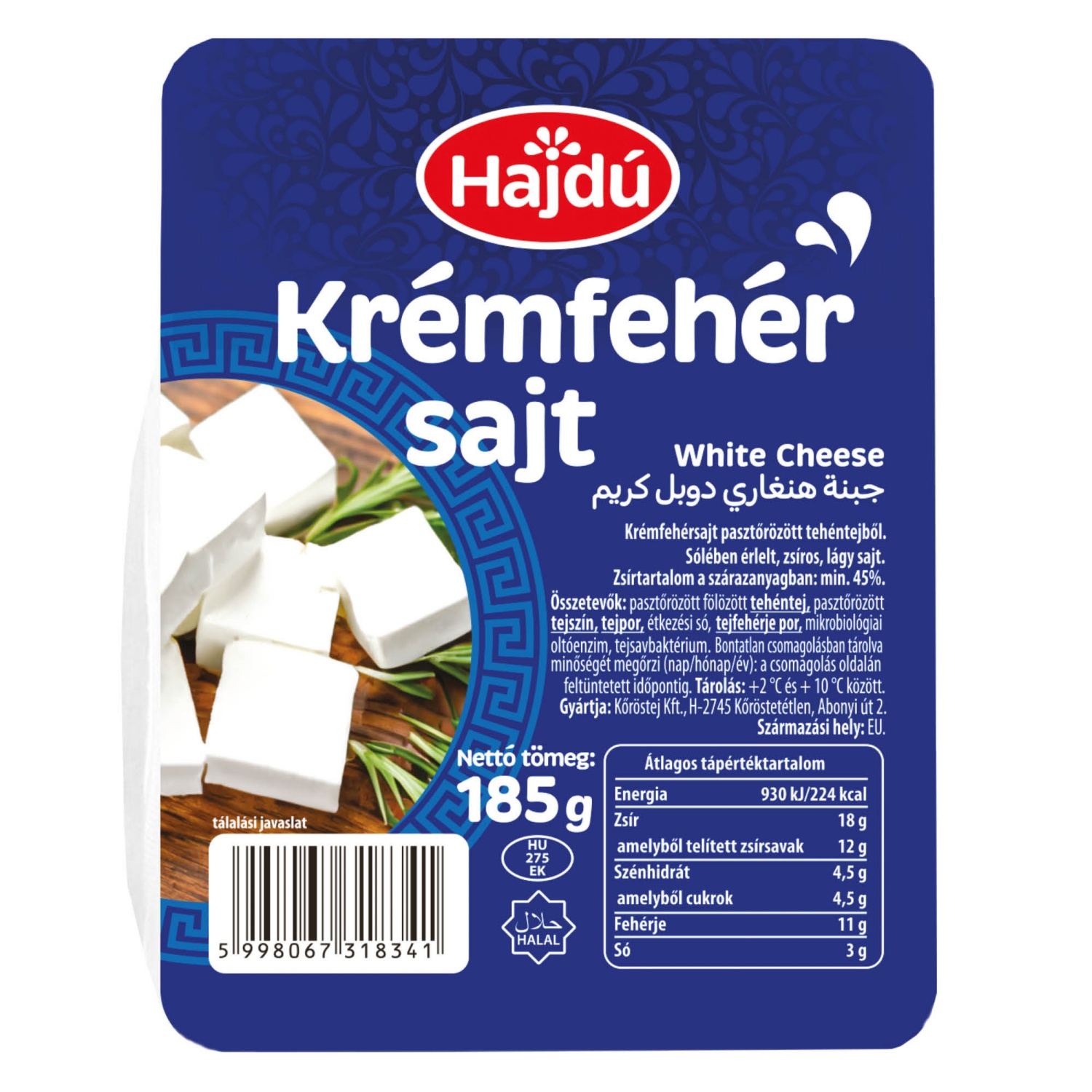 HAJDÚ Krémfehér sajt, 185 g