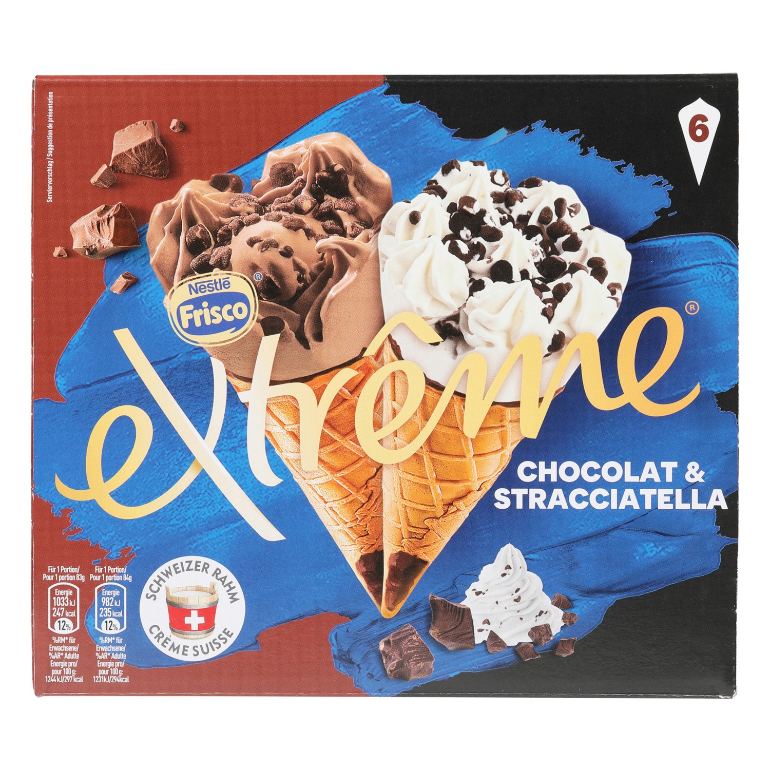 FRISCO Cornets Extrême, stracciatella et chocolat