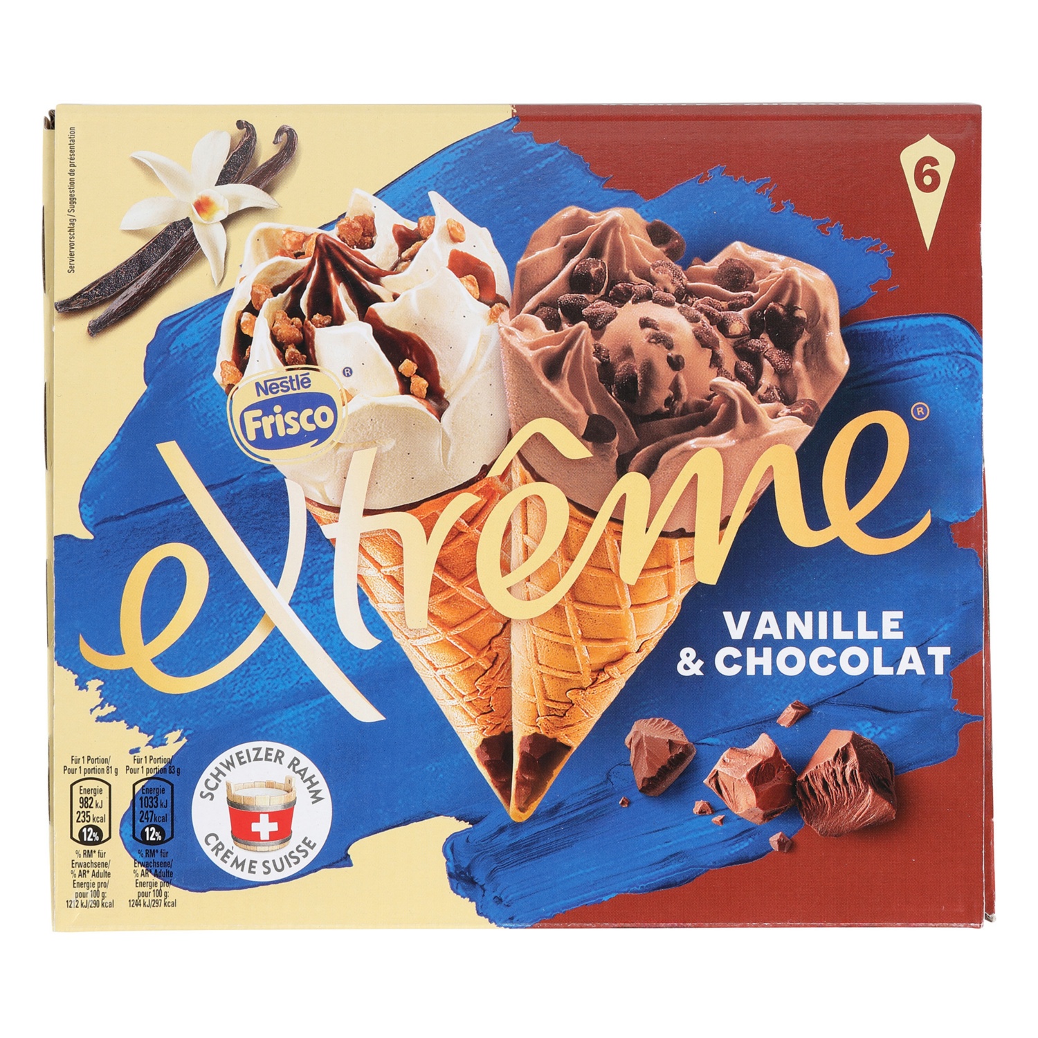 FRISCO Cornets Extrême, vanille et chocolat