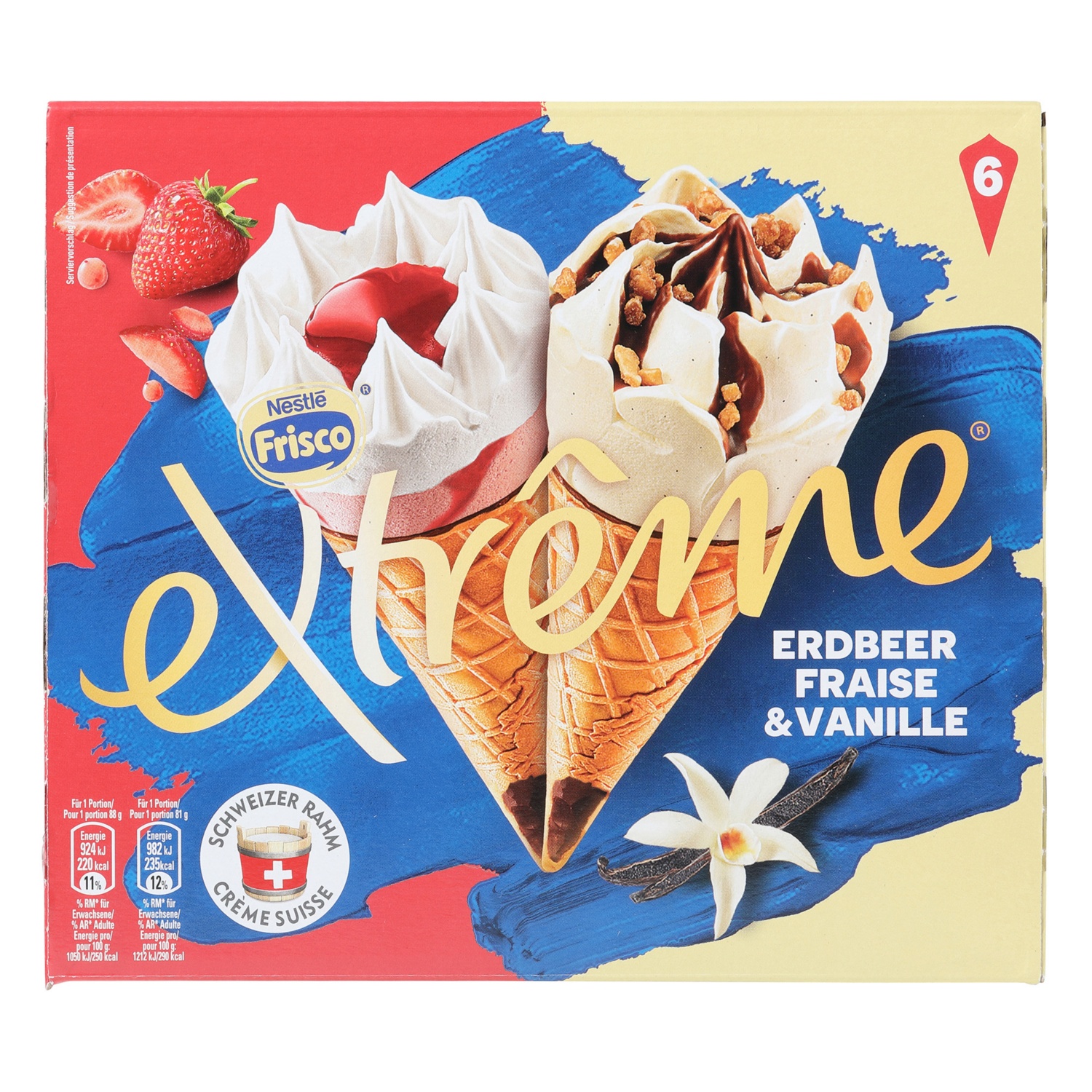 FRISCO Cornets Extrême, vanille et fraise