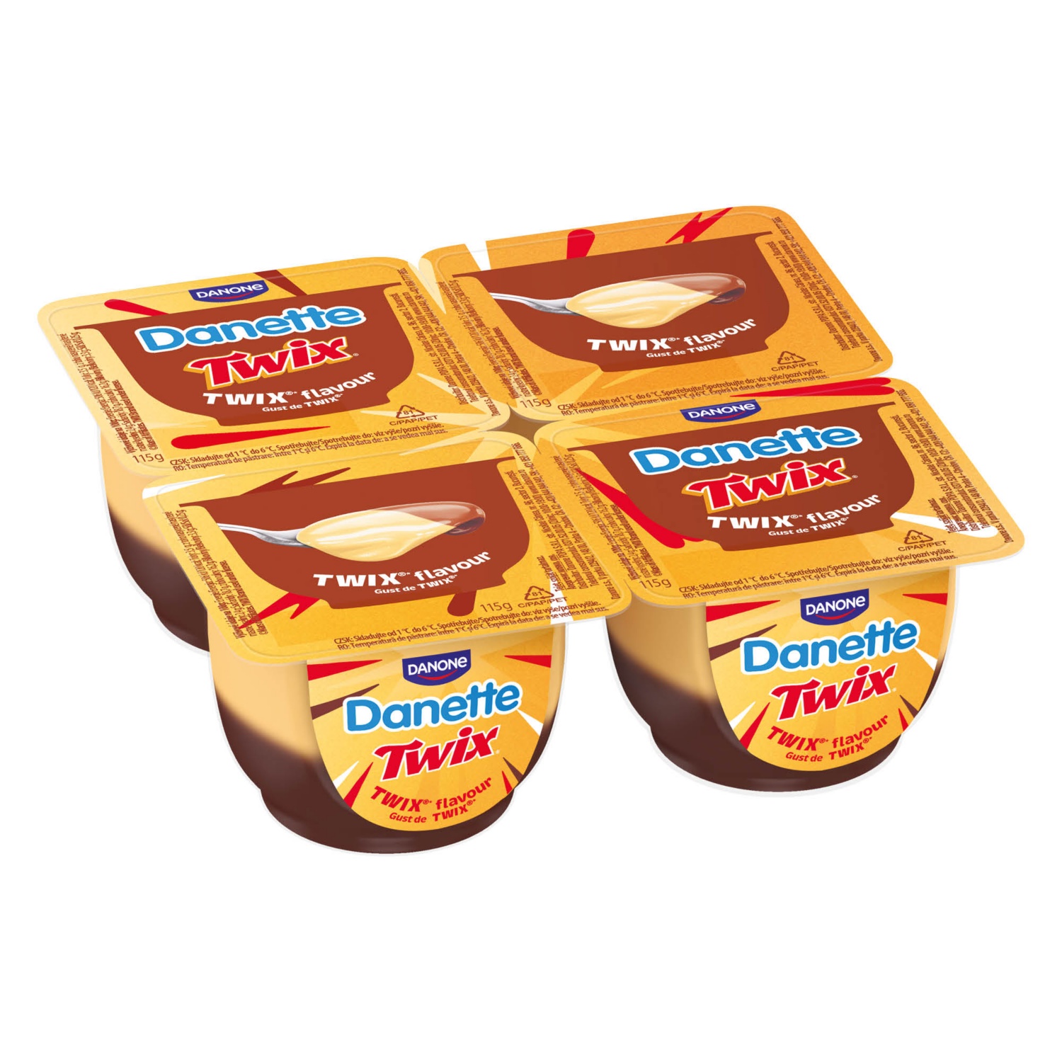 DANONE Danette, Twix ízesítésű krémpuding, 4 pohár